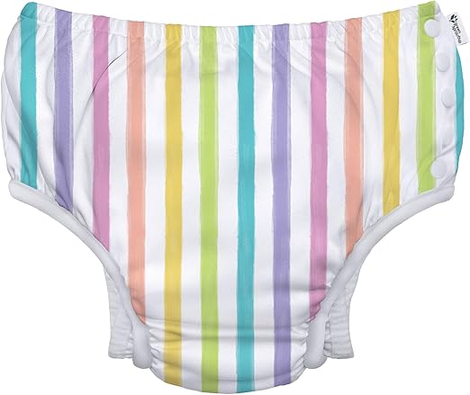 green sprouts Snap Reusable Absorbent Swimsuit Diaper, Light Pink Pinstripe, 24 Month