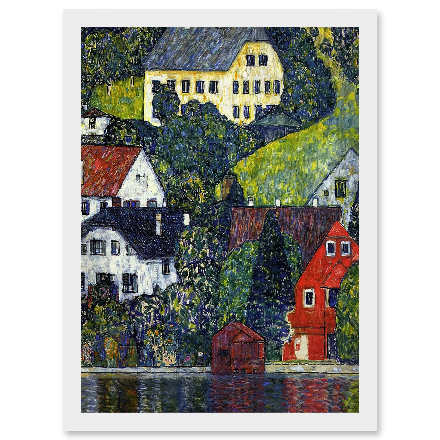 Wee Blue Coo Klimt Church In Unterach On Attersee Painting Artwork Framed Wall Art Print A4
