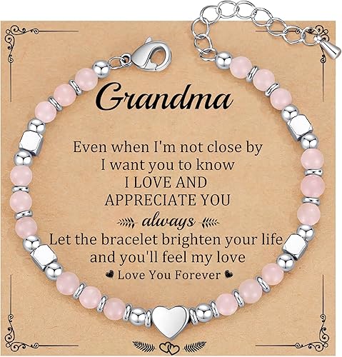 Christmas Gifts for Women, Stocking Stuffers for Teens Beaded Bracelets for Women Gifts for Mom Christmas Gift Mothers Day Gift for Grandma Daughter Bonus Mom Nature Stone Bead Bracelet Graduation Jewelry for Her 2026