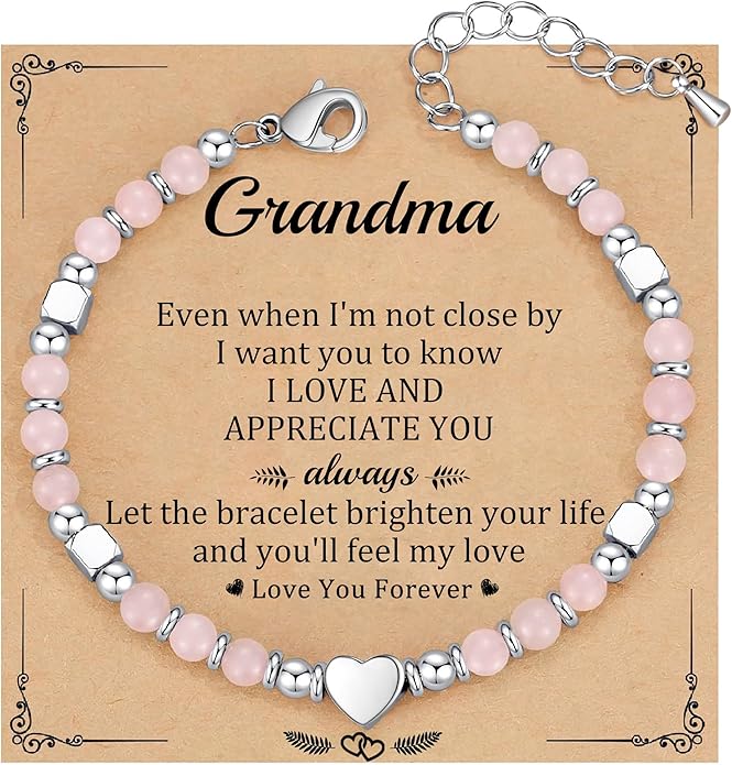 Christmas Gifts for Women, Stocking Stuffers for Teens Beaded Bracelets for Women Gifts for Mom Christmas Gift Mothers Day Gift for Grandma Daughter Bonus Mom Nature Stone Bead Bracelet Graduation Jewelry for Her 2026