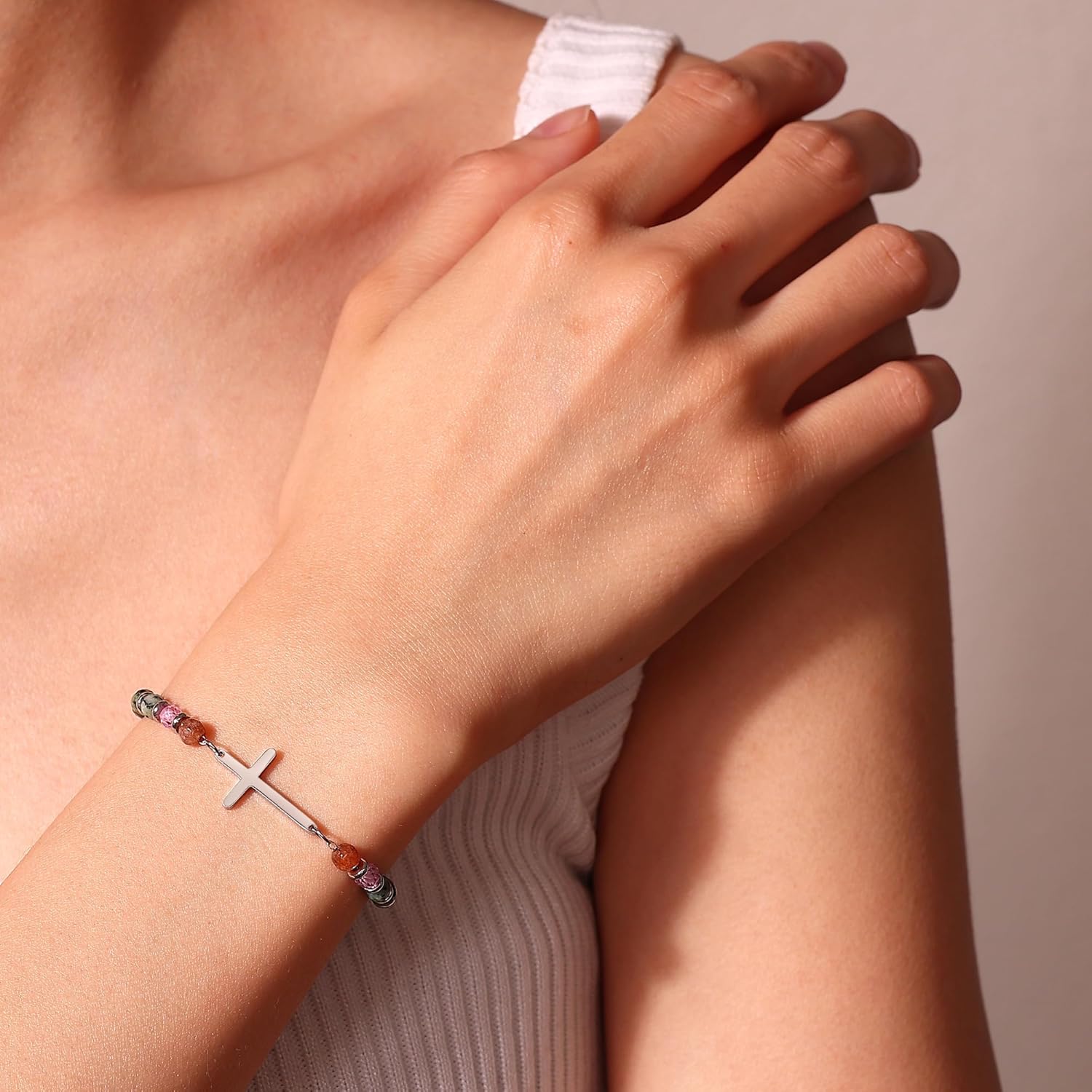 Dainty Cross Bracelet for Women, Easter Basket Stuffers for Teens, Christian Gifts for Women Friends Sister Daughter Mom Sister in Christ on Birthday Valentine's Christmas - Image 7