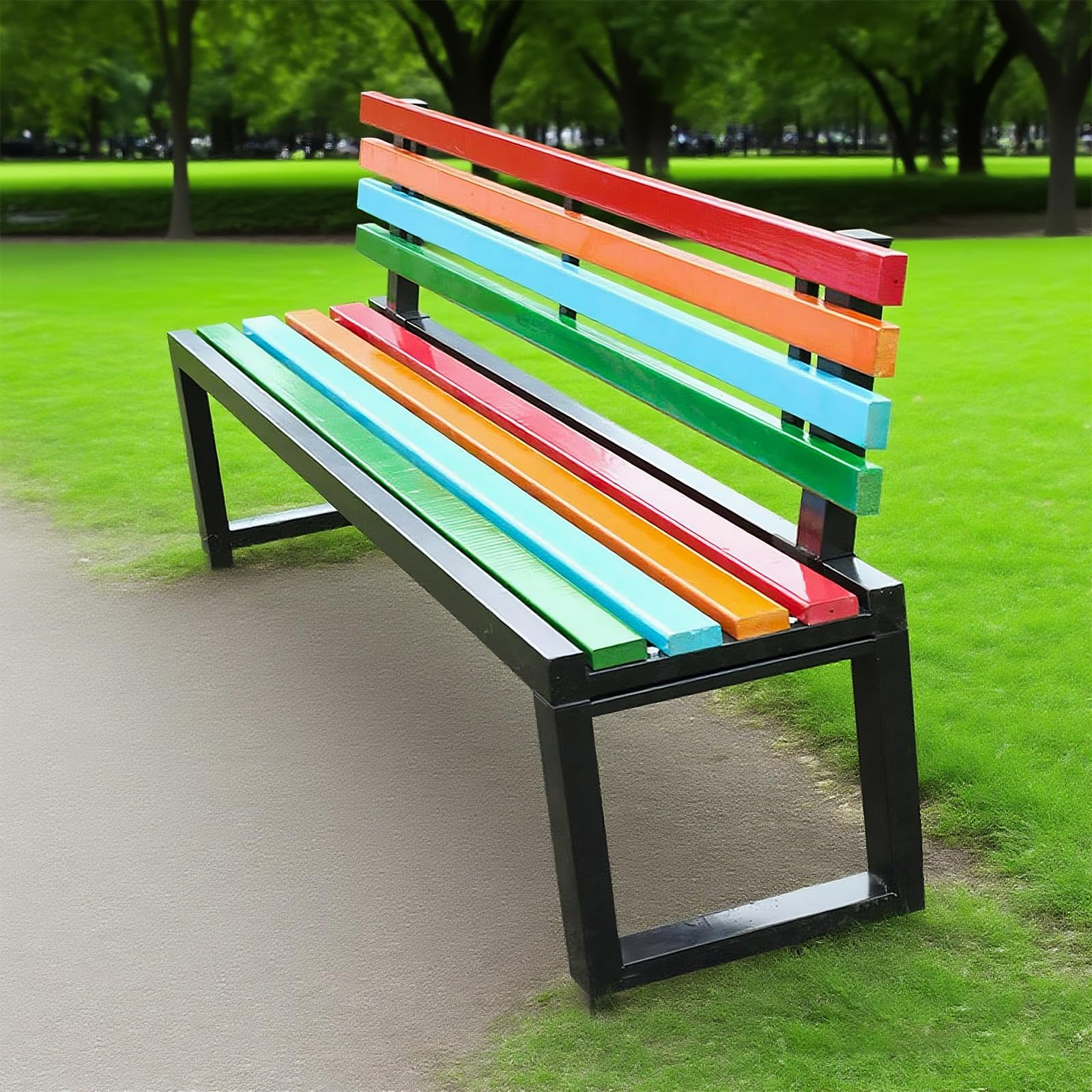 Banco de jardín de metal que soluciona la falta de asientos estables y duraderos en el patio