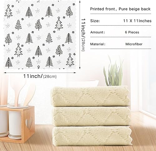 Miniatura 3 de KLL Christmas Tree White Kitchen Microfiber Towels Rustic Tea Towels for Kitchen Hand Towels Kitchen Terry Cloth Kitchen Hand Towels