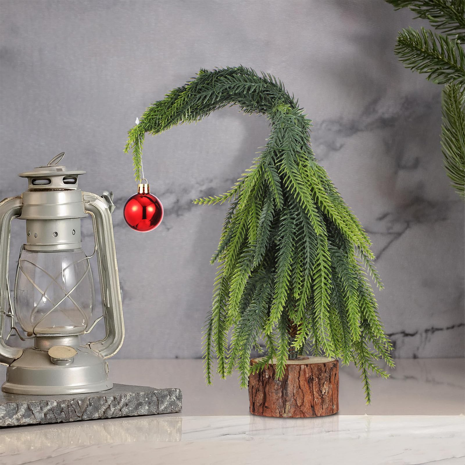 NUOBESTY 2 Pièces Mini Sapin de Noël de Table Vert 30cm, Base en Bois,