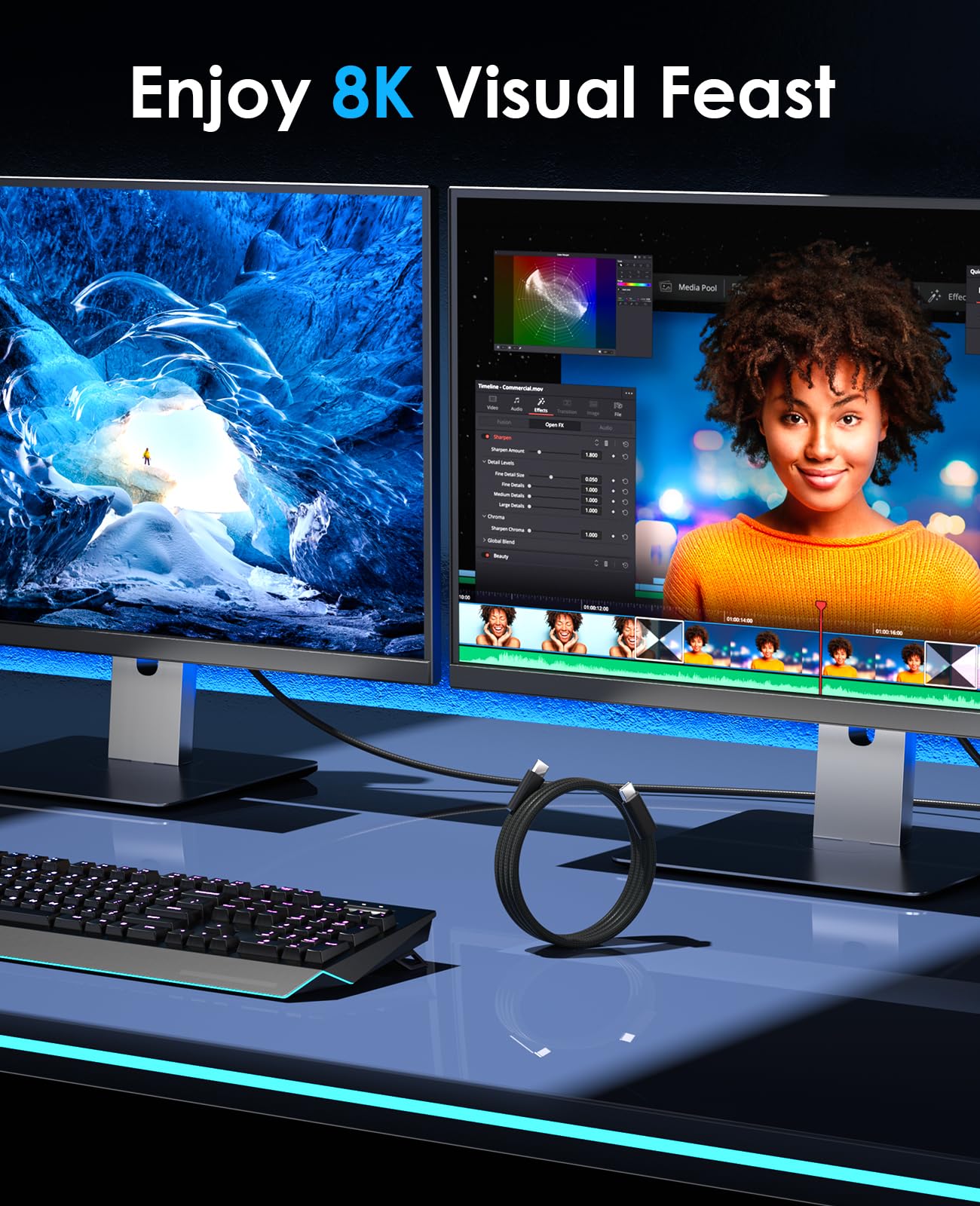 Cable USB 4 de 240 W, 2 m, cable magnético USB C, soporte de pantalla 8 K a 60 Hz, 4 K @ 144 Hz, 40 Gpbs, cable USB C a USB C para Phone 15Pro/15ProMax, para Mac_Books, USB C Hub Docking Station
