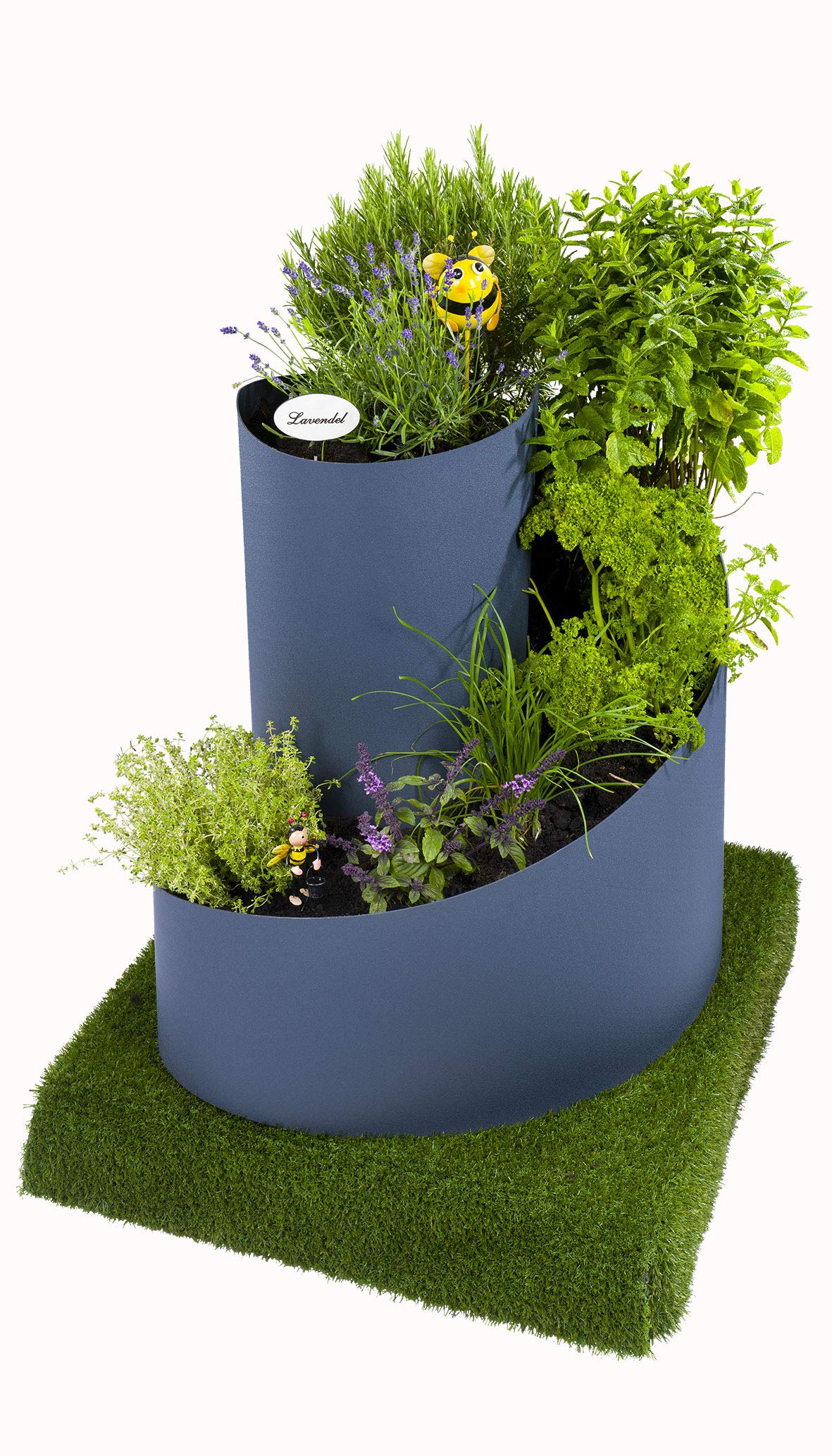 Große Kräuterspirale aus PP – Kräuterschnecke Hochbeet für Garten – Anthrazit Grau RAL 7016 – Ø 80–90 cm, Höhe 80 cm – ohne Boden