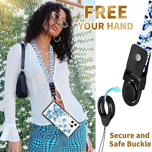 Miniatura 4 de Loheckle Funda para iPhone 15 Pro Max para mujeres y adolescentes, diseño cuadrado a la moda, lindas fundas con soporte de anillo y cordón, elegante