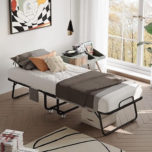 Miniatura 9 de Niceway Cama plegable y portátil de alta calidad con plataforma de metal, camas plegables de 75 x 31 pulgadas con marco resistente y resistente,