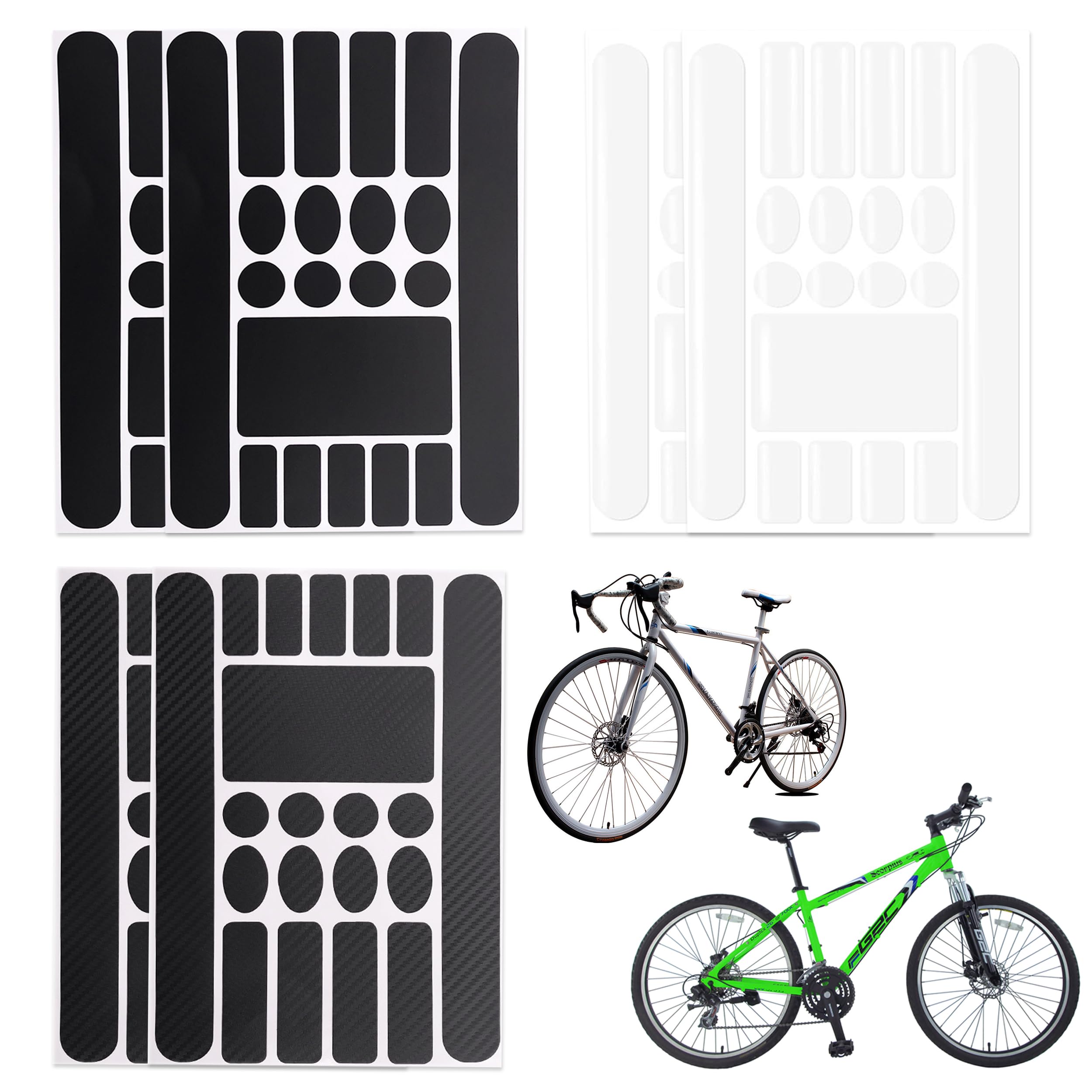 Pellicola Protettiva Telaio della Bicicletta, 6 Pezzi Protezione Telaio Bici Adesivi, Pellicola Protettiva Adesiva in Carbonio Protezione per Telaio della Bicicletta per Bike