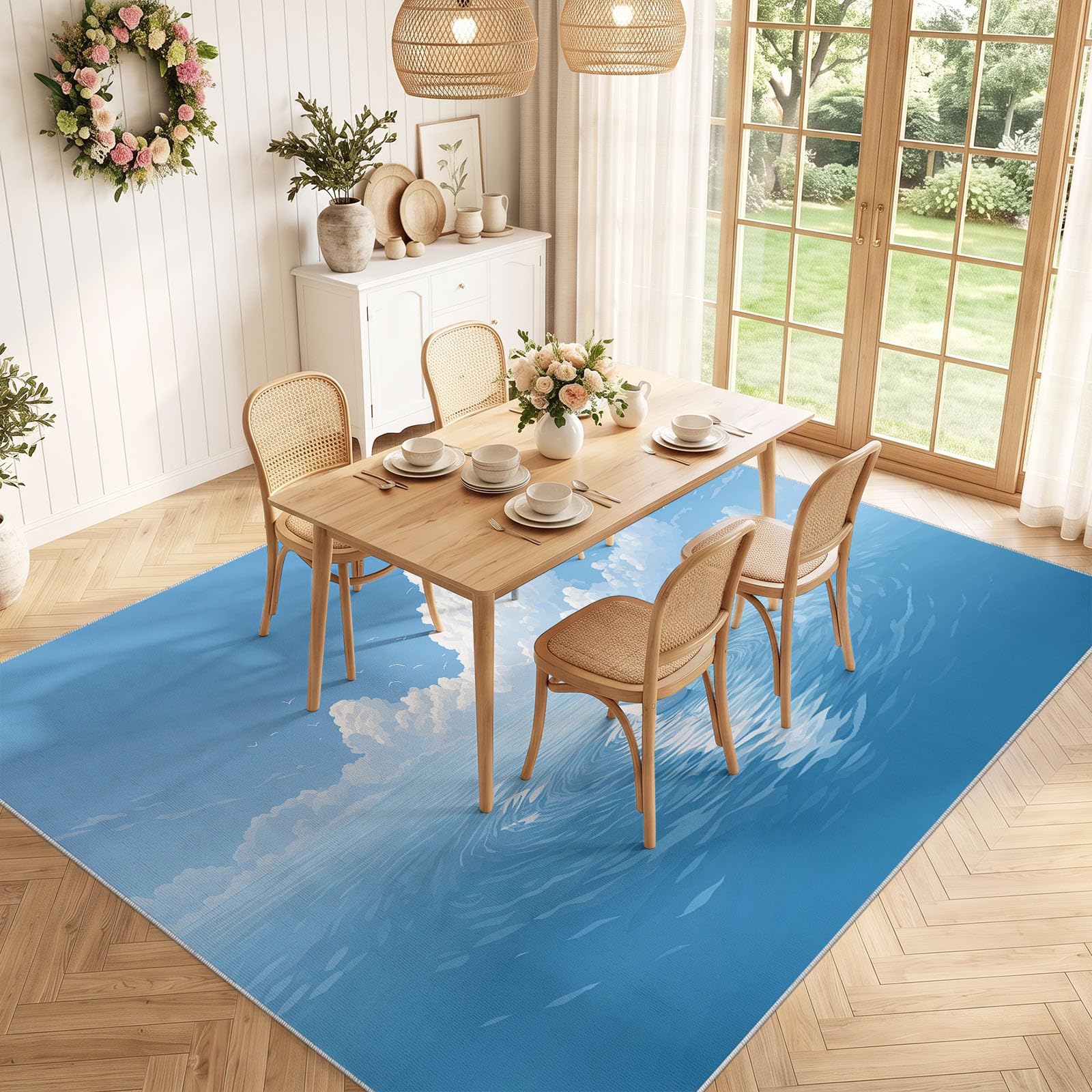 Tappeto lavabile stampato paesaggio marino sognante 140 x 200 cm per