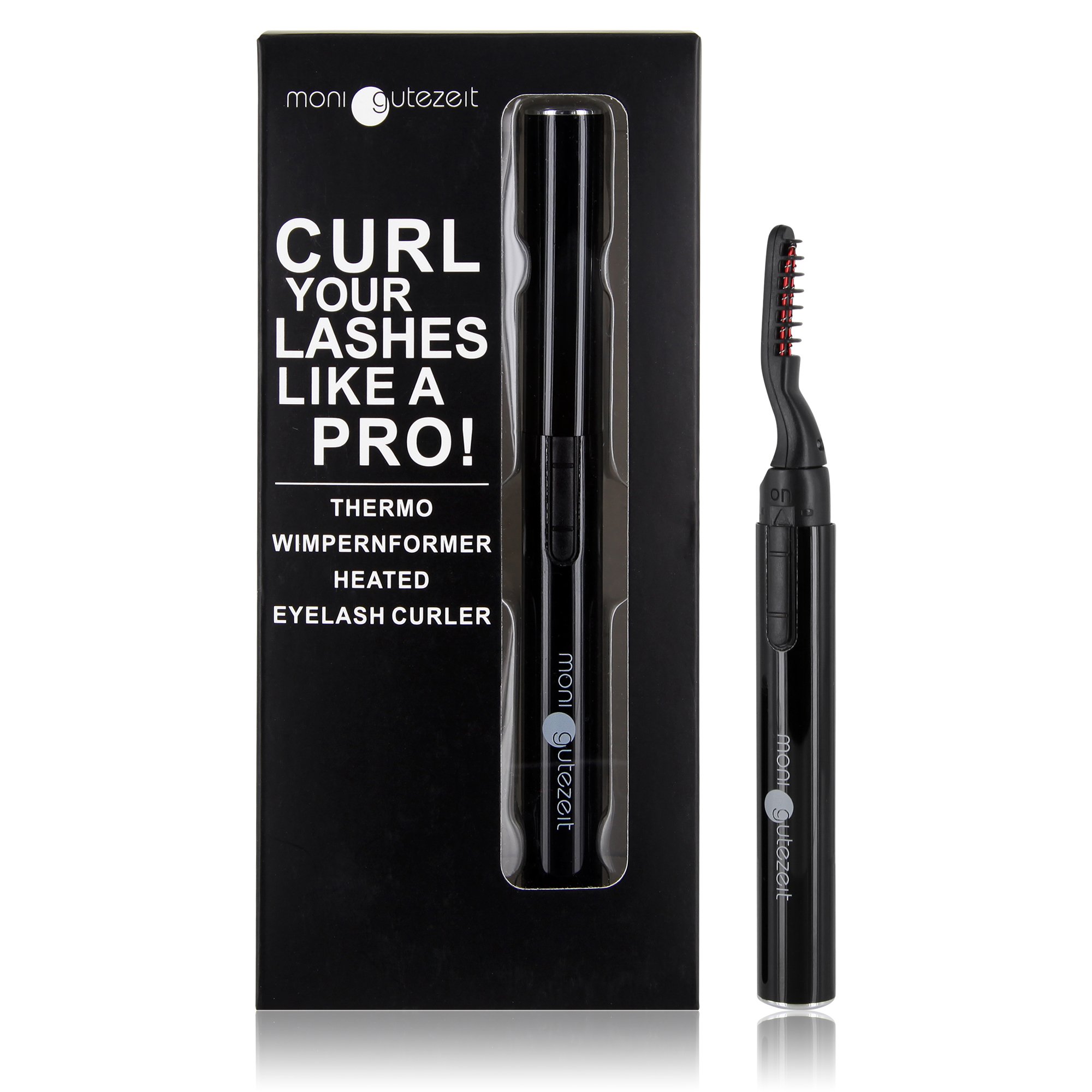 Rizador térmico de pestañas profesional, calentado eléctricamente, ideal para lucir unas pestañas rizadas, negro