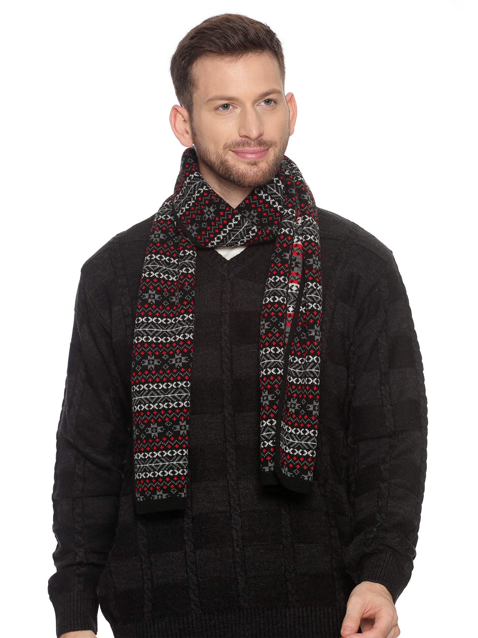 Men Acrylic Woolen Ethnic Design Casual Warm Winter Wear Muffler Scarf Stole-image-22