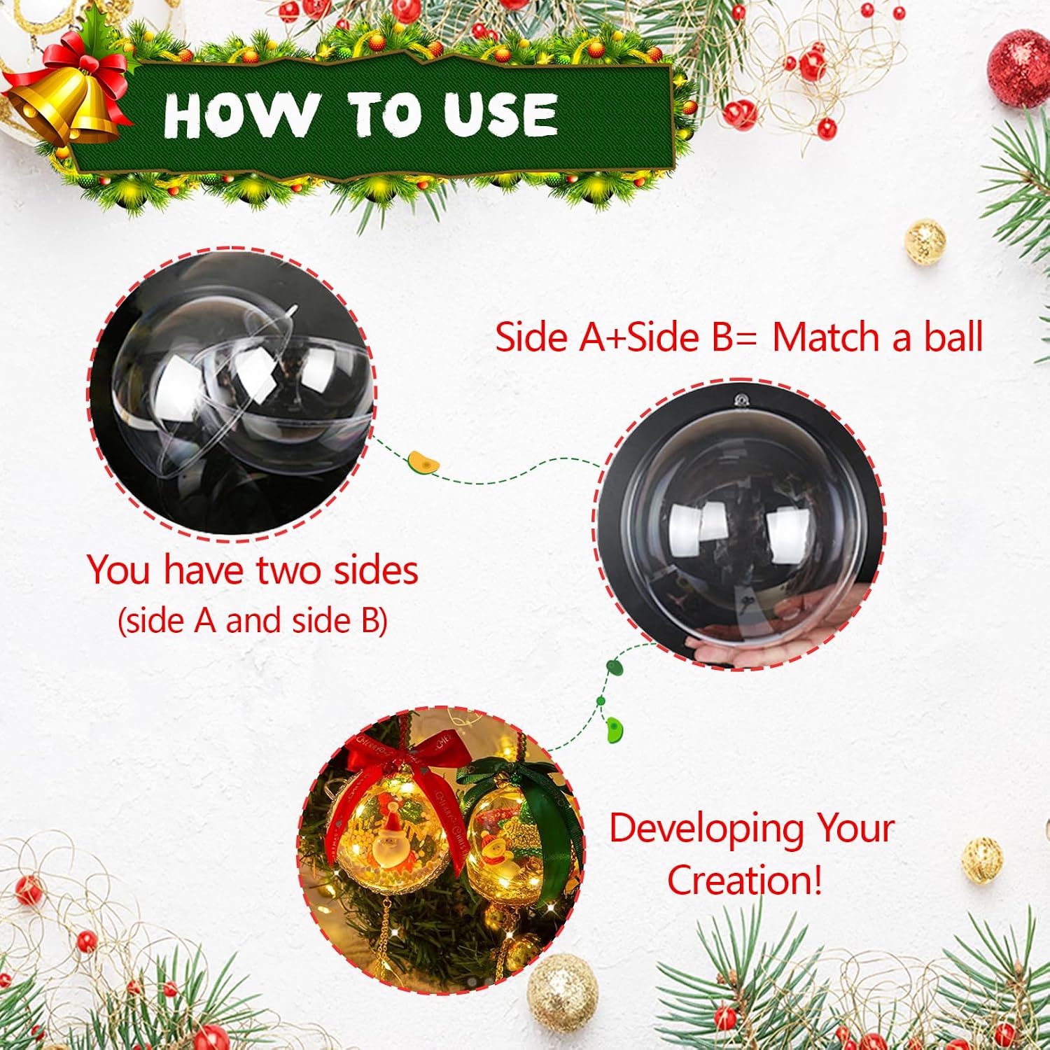 20PCS Christmas Ornaments,5CM Clear Plastic Ornaments Balls,Clear Christmas Ornament for Crafts,Acrylic Fillable Xmas Tree Ornament Balls for DIY,Wedding,Parclearty and Valentine's Day- Small Size