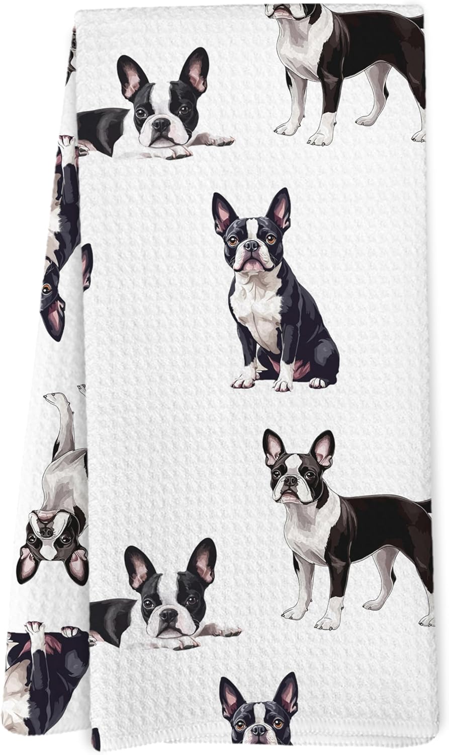 Boston Terrier Gifts Kitchen Towels, Boston Terrier Gifts for Women Dish Tea Towels for Kitchen Decor, Dog Hand Towels for Bathroom, Dog Bathroom Decor, 16x24 Inches