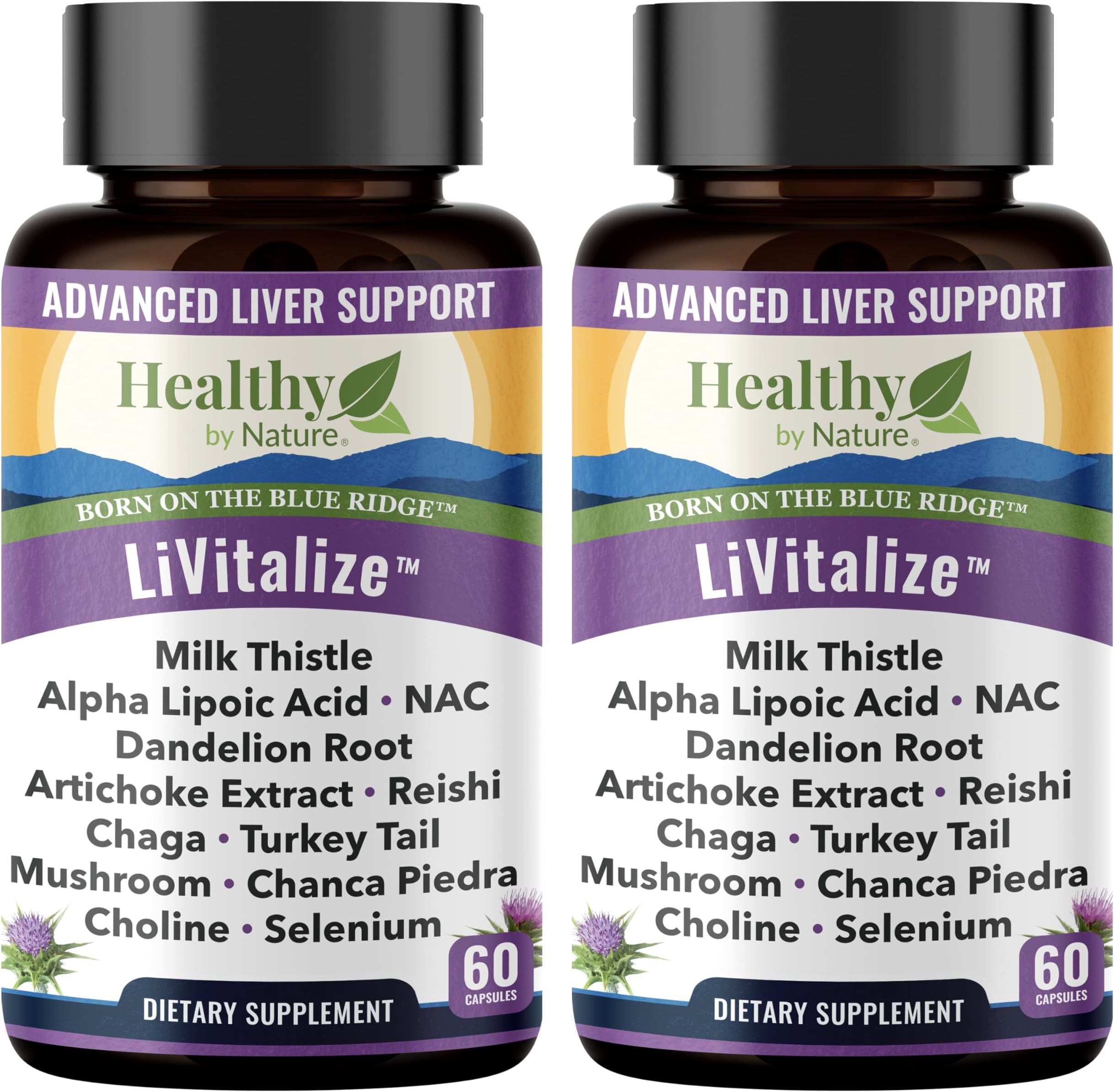 28-in-1 Advanced Liver Support with Milk Thistle – Liver Cleanse & Detox Supplement - Dandelion Root NAC Alpha Lipoic Acid Artichoke Extract Reishi Chaga Turkey Tail Mushroom Formula (2 Pack)