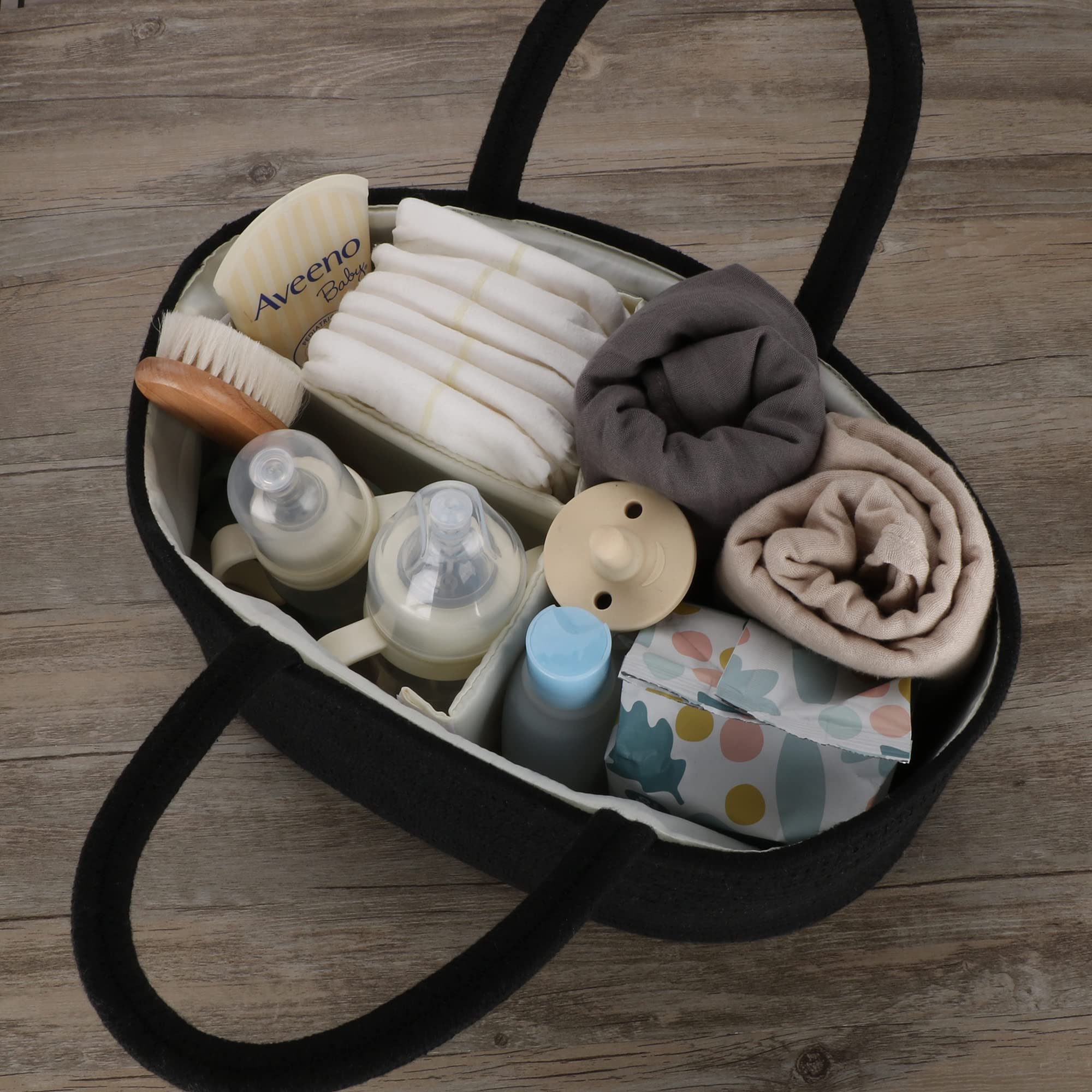 Organizador de pañales para bebés, cesta de almacenamiento para la habitación del bebé con cordón de algodón, bolsa portátil, bolsa para cambiador, y viajes en coche, regalos para baby shower