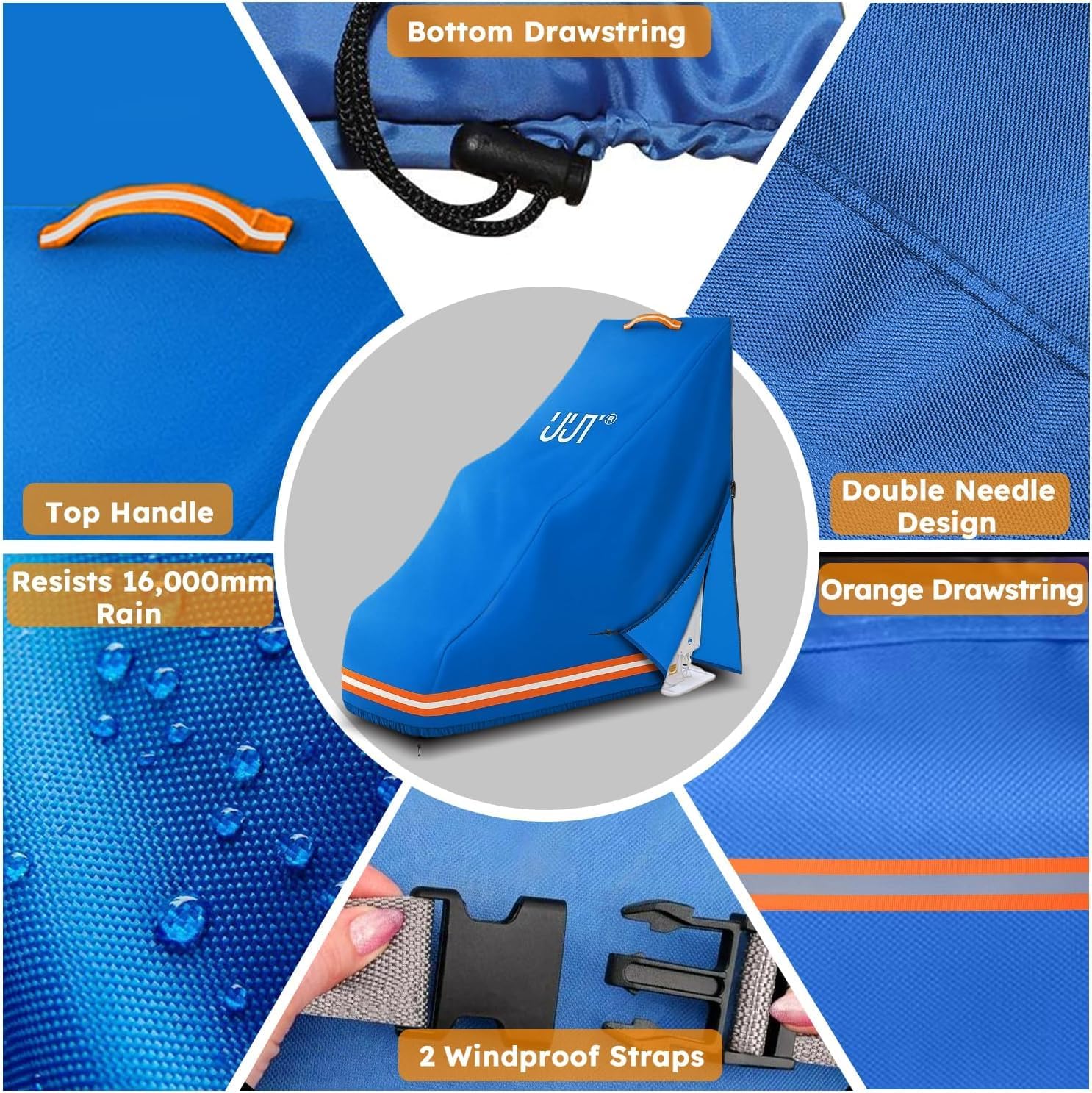 Pool Lift Cover for Global Lift Corp，Waterproof 600D-PU Material, Carry Handle + Reflective Strips + Plus 2 Windproof Straps, Chair Covers All-Season Use (Blue, Pool Lift Cover)