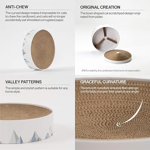 Miniatura 3 de pidan Almohadilla de cartón para gatos para gatos en interiores, sofá rascador redondo para gatos con patrón geométrico