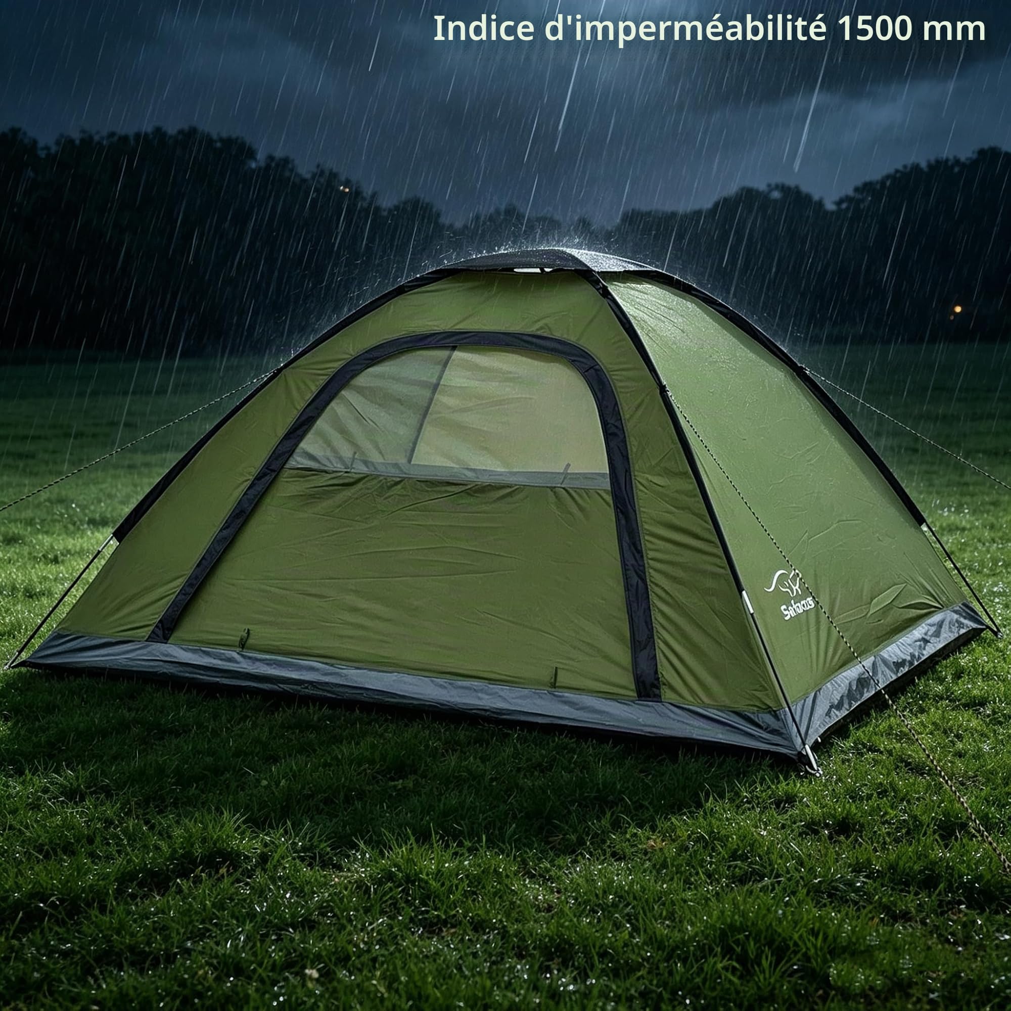 Tente de camping pour 4 personnes - 3 à 4 personnes - Tente dôme légère et imperméable - Tente familiale compacte - Montage rapide - En plein air