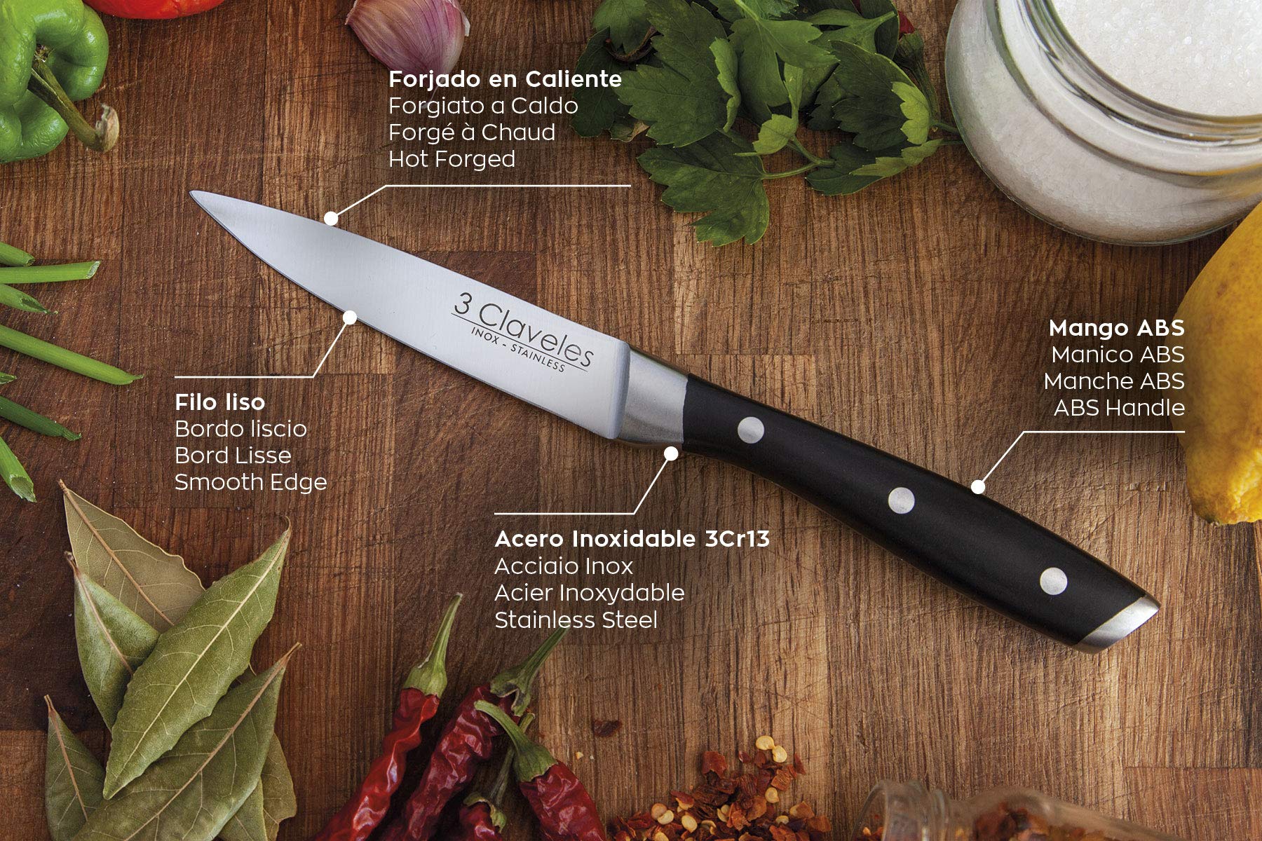 3 Claveles Professional Steak Knife Set, Dishwasher Safe Kitchen Utensils Set with ABS Handle