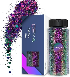Ceya Chameleon Chunky Glitter, 3.5oz/ 100g Twilight Color Shift Craft Glitter Powder Color Changing Iridescent Flake Sequin for Epoxy Resin, Nail, Tumbler, Phone Case, Party Decor, Jewelry Making