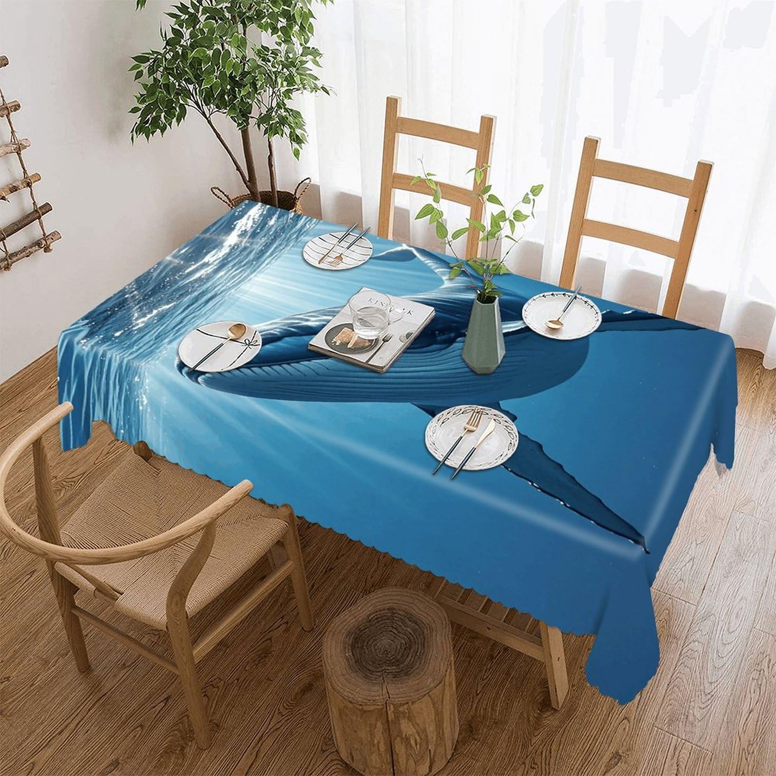 LZQPOEAS Swimming Fish Png Tablecloth Rectangle Table Cloth Decorative Fabric Table Cover Waterproof Seasonal Table Cover Wrinkle Resistant Washable Table Cloth for Party Picnic Dinner Decor 60"x120"