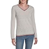 Womens Long Sleeve V-Neck Hotfix Pullover Sweater