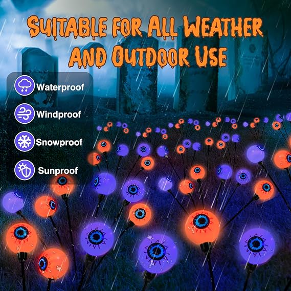Lewondr 6 Pack Halloween Decorations Outdoor Eyeball Lights