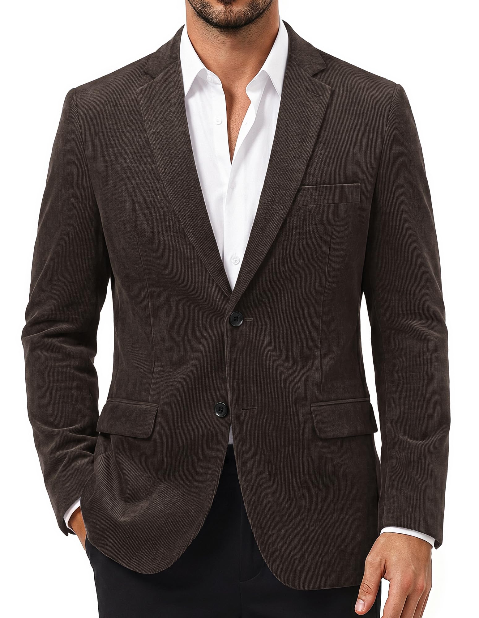 pj paul jones Paul Jones Men's Casual Corduroy Blazer Jacket Slim Fit Two-Button Sport Coat-picture-25