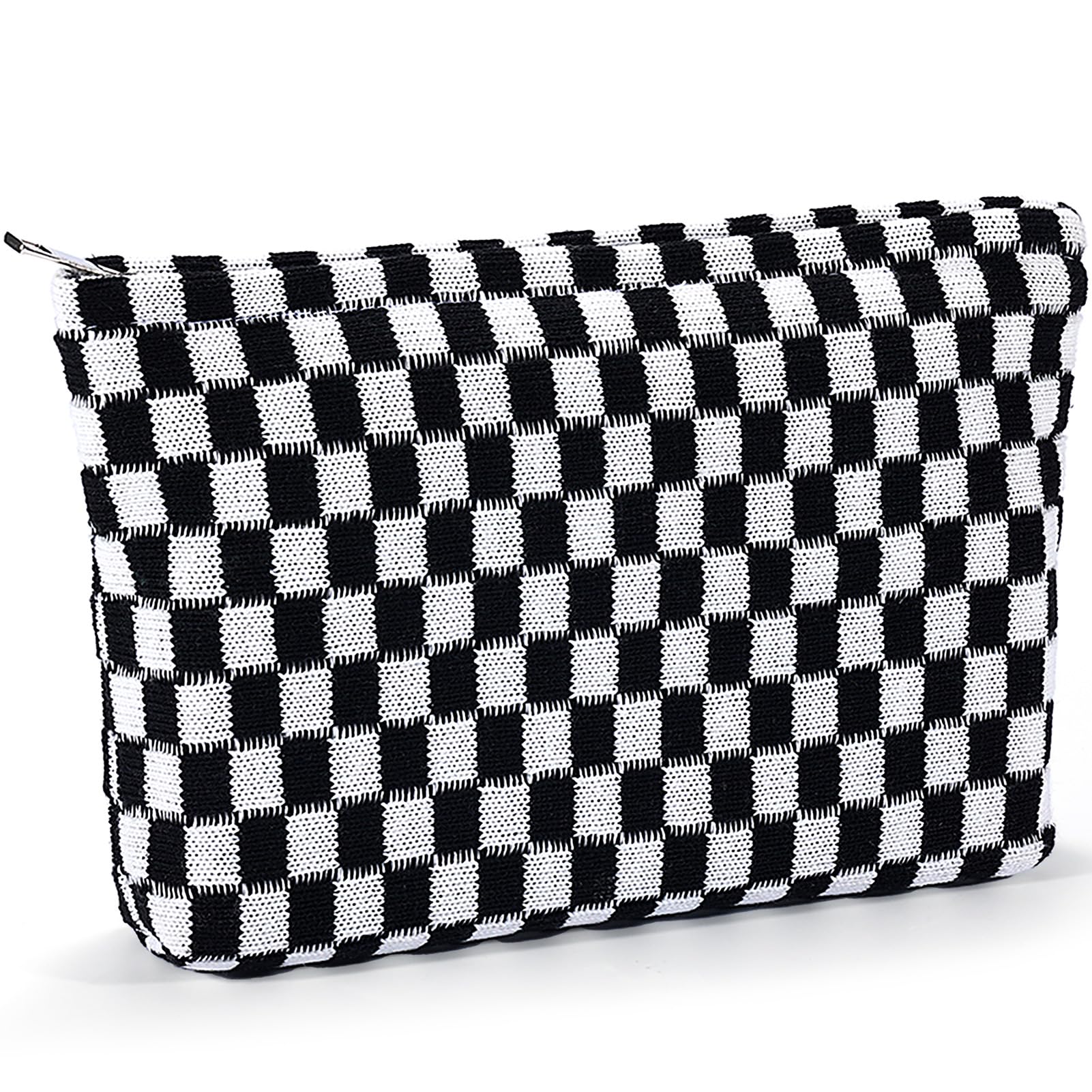 ZLFSRQ Checkered Makeup Bag for Women Large Capacity Black Travel Cosmetic Bag Set Makeup Pouch for Purse Zipper Toiletry Organizer Cute Y2K Aesthetic