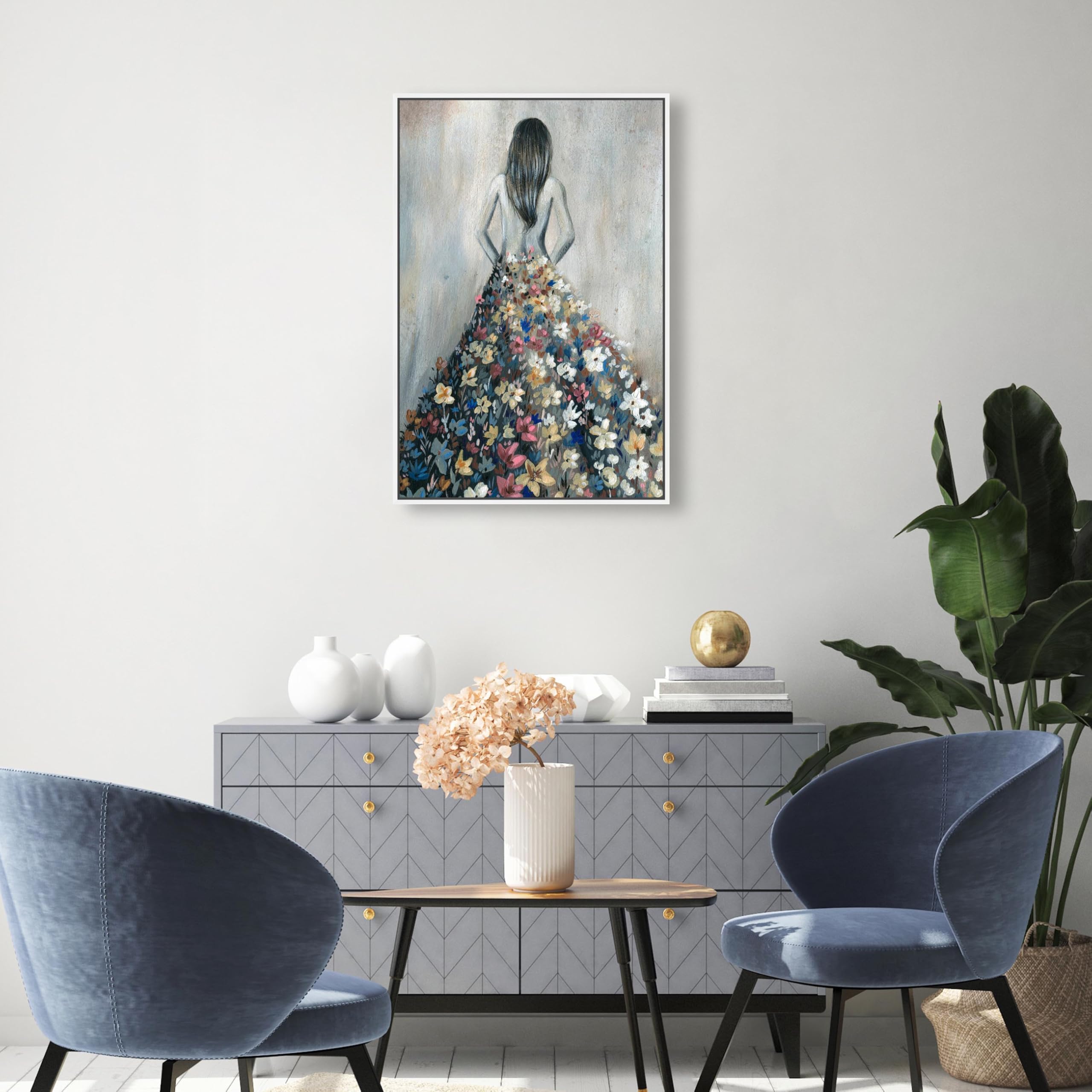 Amazon.com: Oliver Gal Girl with Flower Thoughts Canvas Print Wall