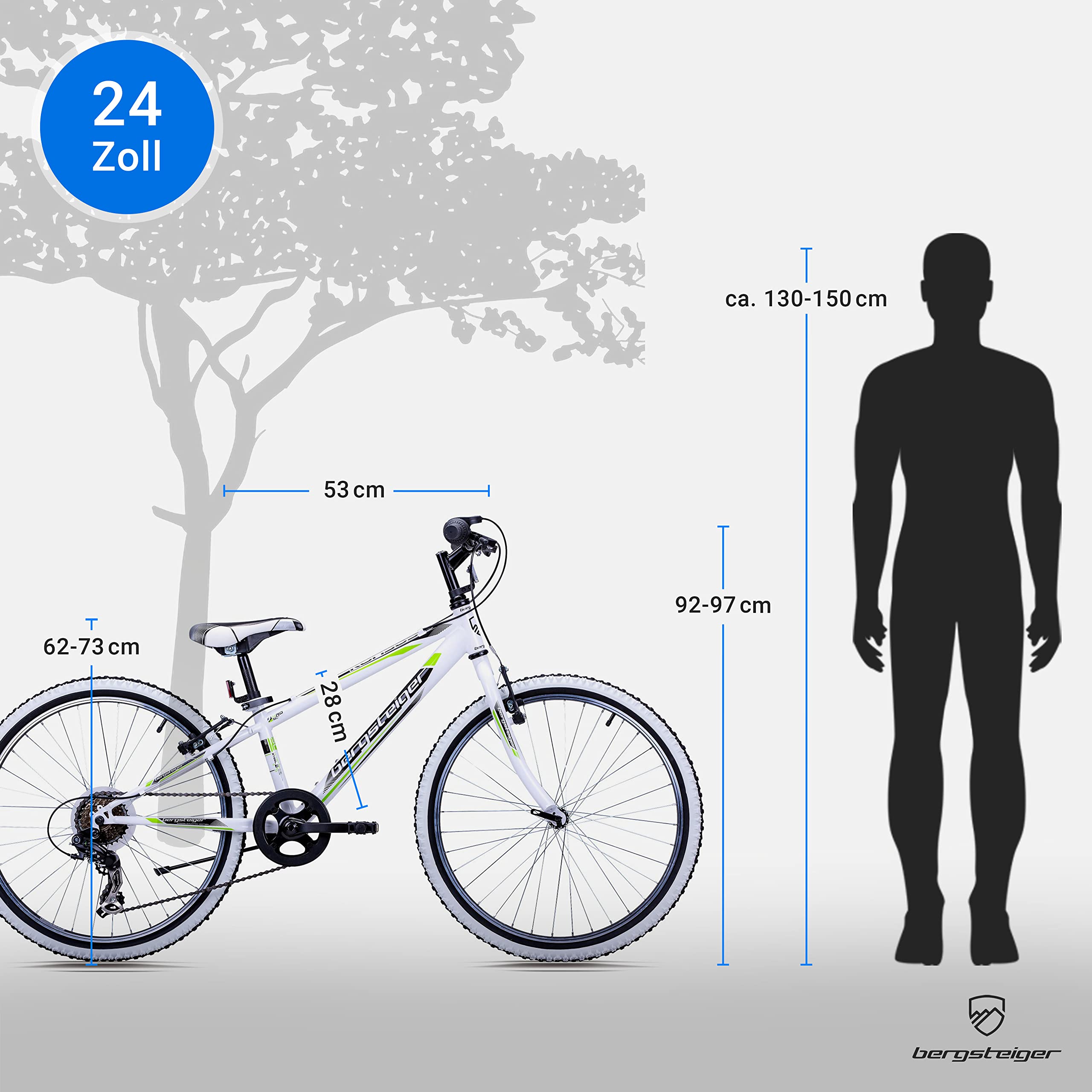 Bergsteiger Kansas Kinderfahrrad 20/24 Zoll Mountainbike mit 6 Gängen | Perfekt für Jungen und Mädchen ab acht Jahren. Mit robuster Tourney-Schaltung und starker V-Brake-Bremse.