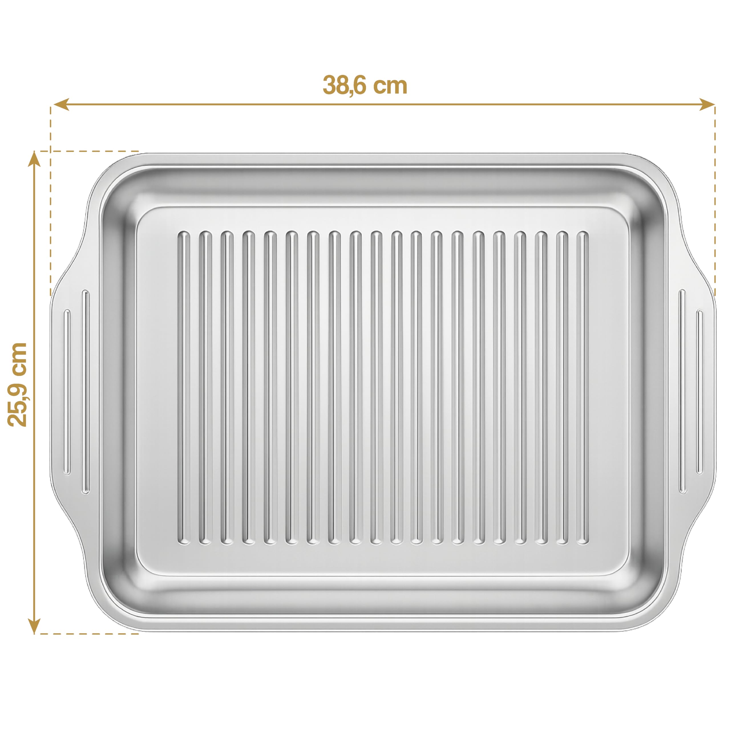 Teglia da Forno Rettangolare in Acciaio Inox 36 x 27 - Teglia Profonda per Arrosti, Lasagne e Verdure - Vassoio da Forno Universale - Grandi Stampi Rettangolari per Cuocere