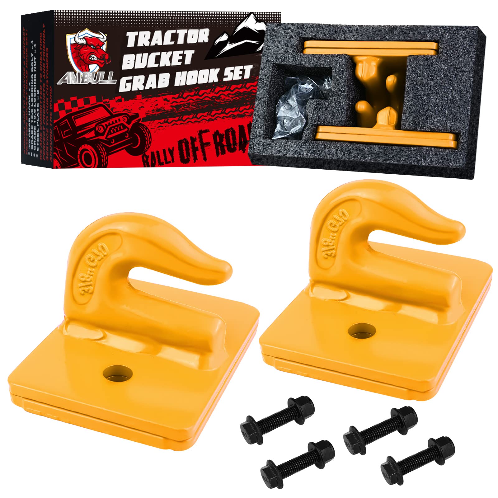 AMBULL (2 Pack 3/8" Tractor Bucket Grab Hook Grade 70 Steel Bolt