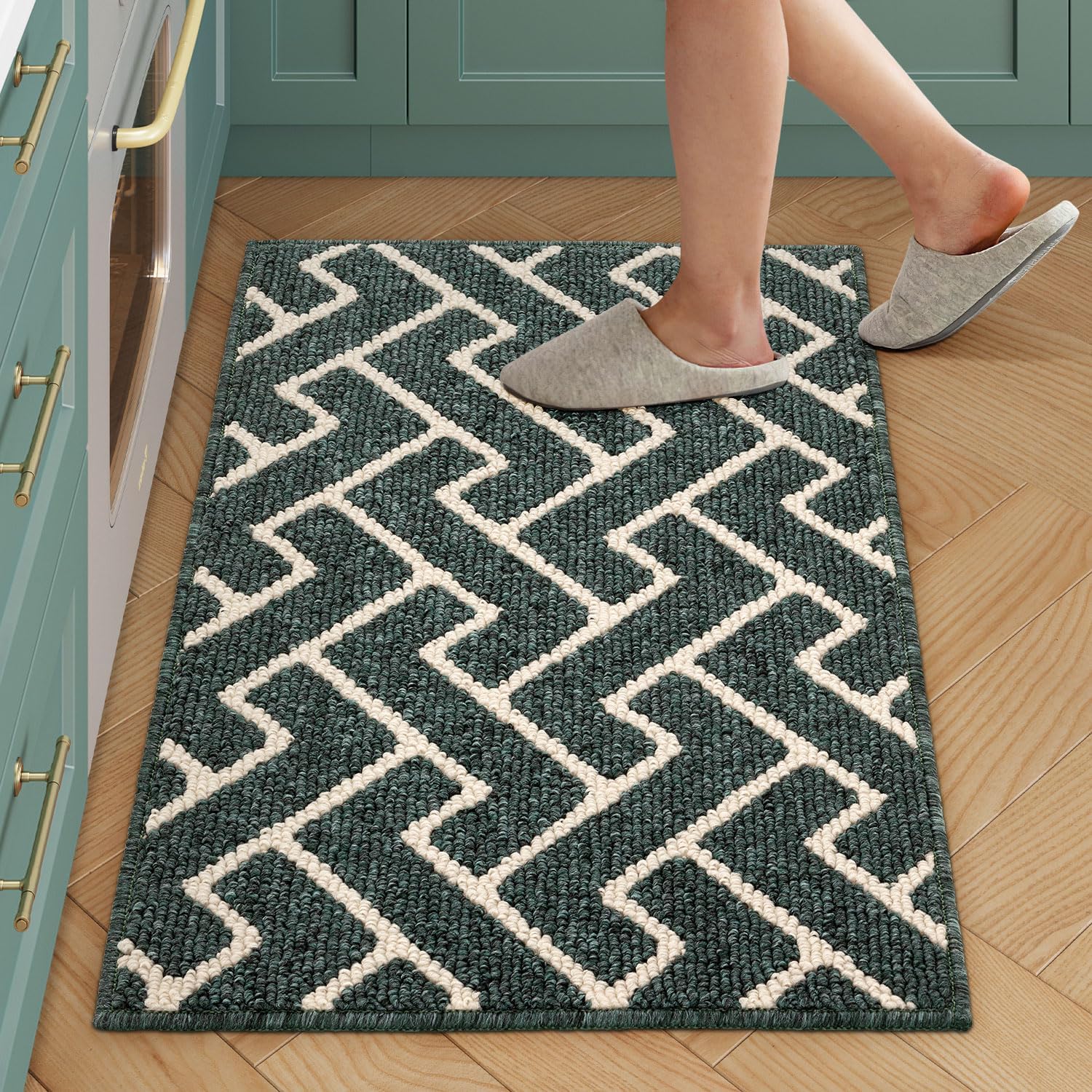 hicorfe Kitchen Rugs and Mats,Kitchen Mats for Floor,24″x35″ Non Slip Runner Rug,Absorbent Resist Dirt Comfort Standing Mat Machine Washable for Entryway,Hallway,Front of Sink(Dark Green) hicorfe Kitchen Rugs and Mats,Kitchen Mats for Floor,24″x35″ Non Slip Runner Rug,Absorbent Resist Dirt Comfort Standing Mat Machine Washable for Entryway,Hallway,Front of Sink(Dark Green)