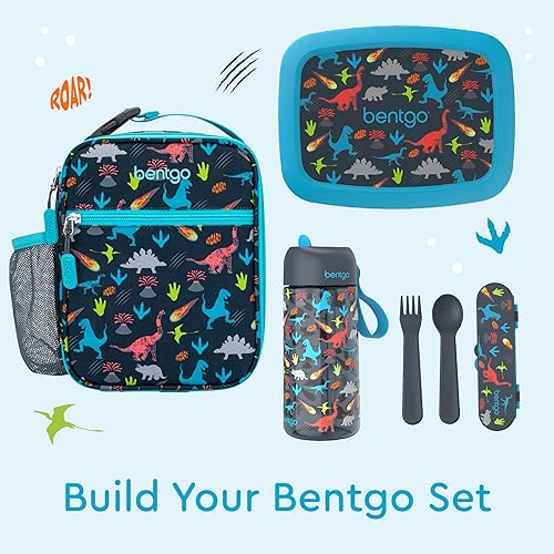 Miniatura 7 de Bentgo Bolsa de almuerzo aislada para niños, resistente al agua, reutilizable, ligera y duradera, con soporte para botella de agua y bolsillo