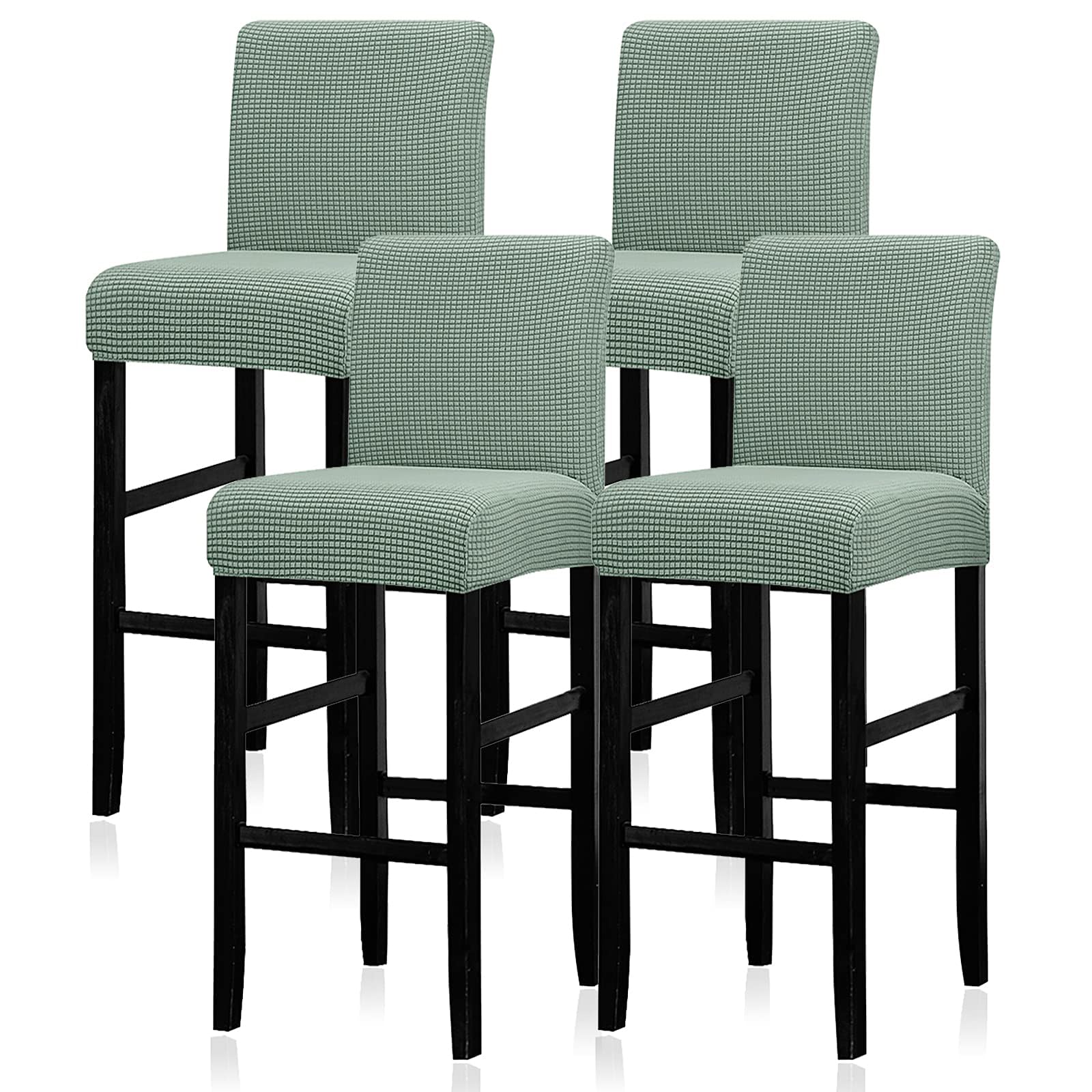 Lellen Bar Stool Chair Cover Set of 4，Stretch Bar Stool Covers Slipcovers Knitted Jacquard Counter Stool Bar Chair Covers Reusable Pub Counter Stool Chair Covers for Kitchen Dining Room (Cyan)