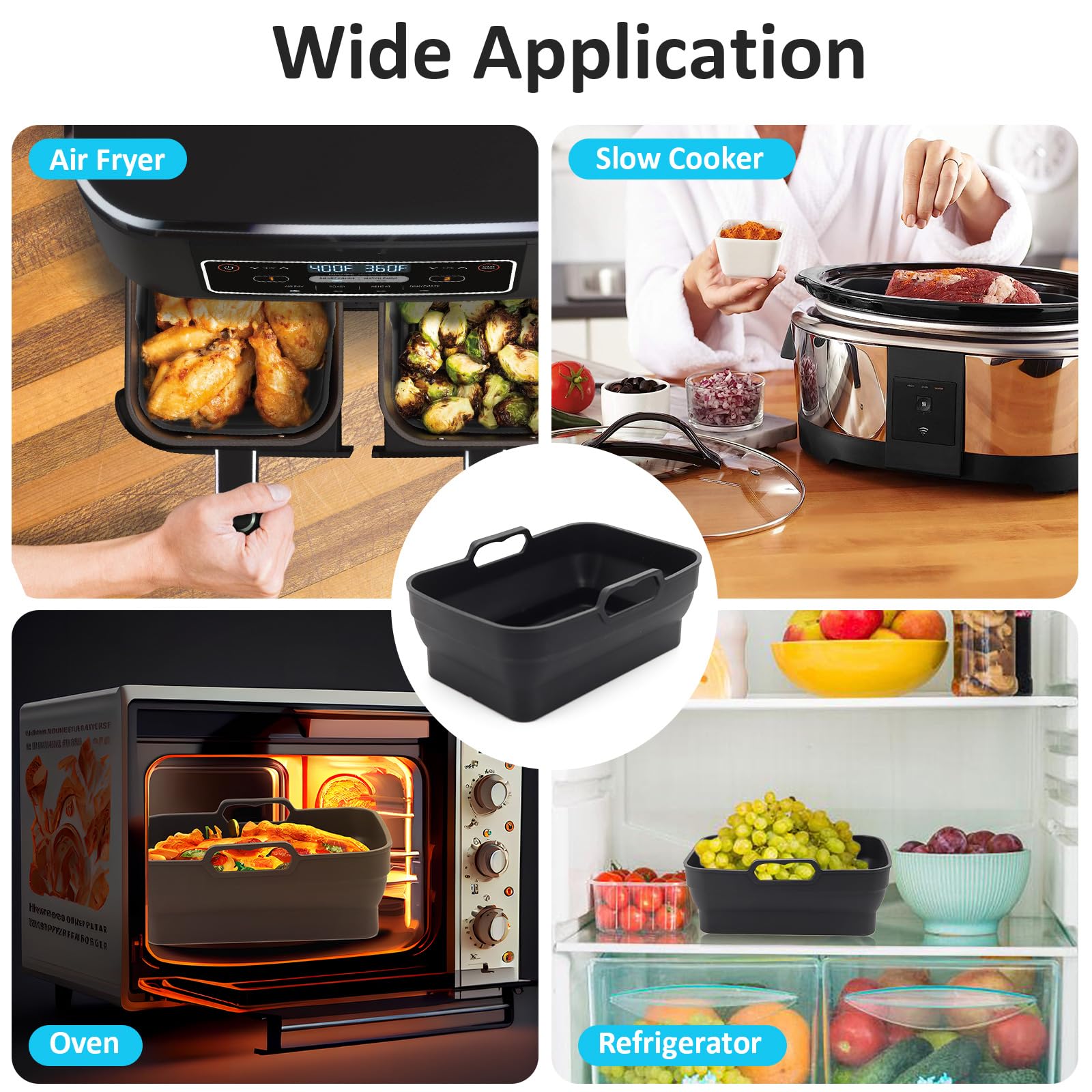 Atsmoce 3 Pezzi 20 Cm Teglia In Silicone Per Friggitrice Ad Aria - Foto 7