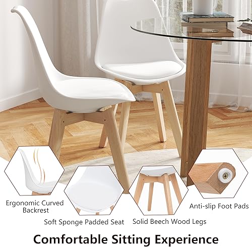 Miniatura 5 de Tangkula Juego de mesa de comedor redonda de vidrio de 42 pulgadas para 4-6, mesa moderna de vidrio templado de 0.3 pulgadas con 4 sillas