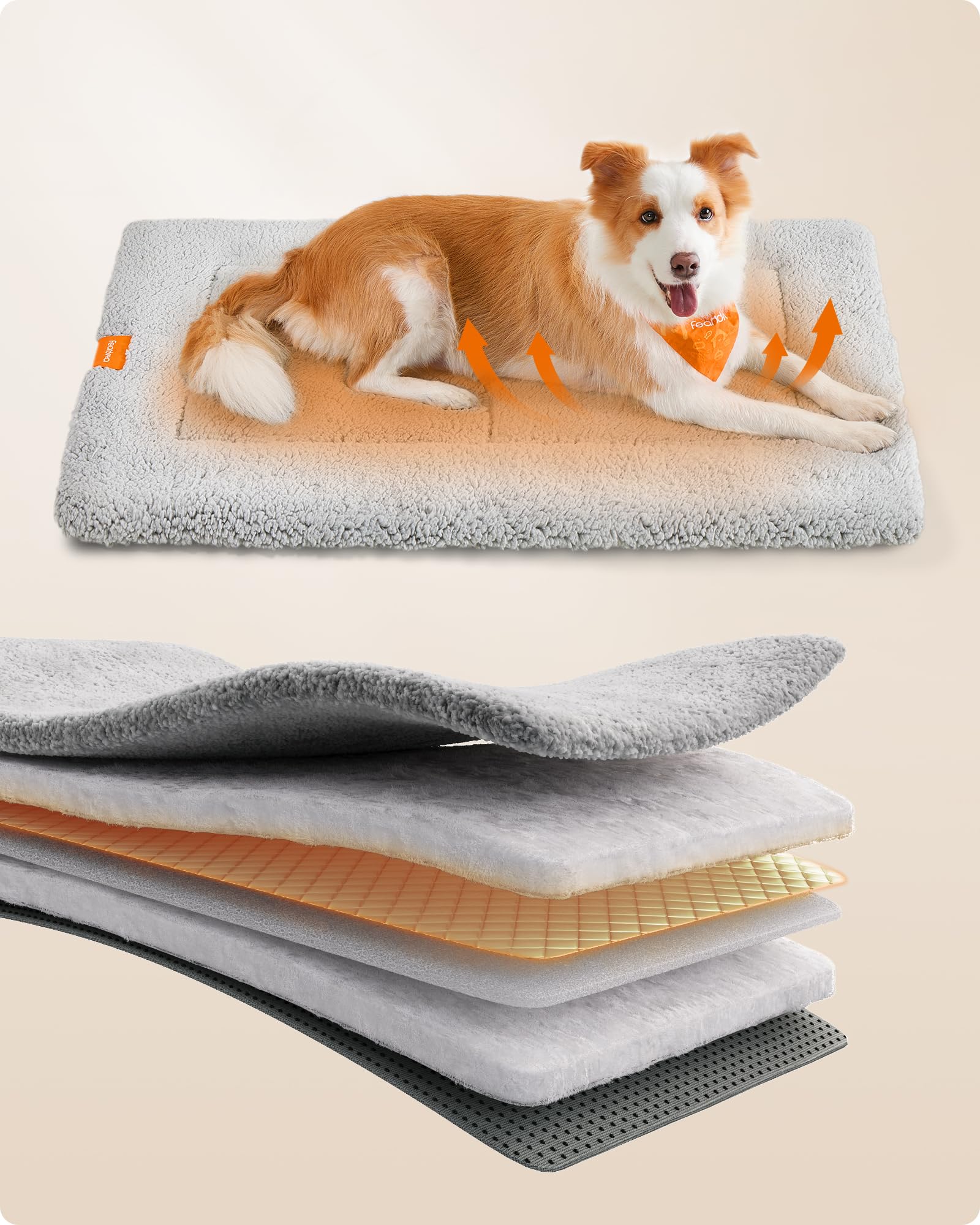 Feandrea Warm Dog Cat Bed, Dog Mattress for Crate Pet Blanket for Dogs and Cats 105 x 70 cm, XL - Image 3
