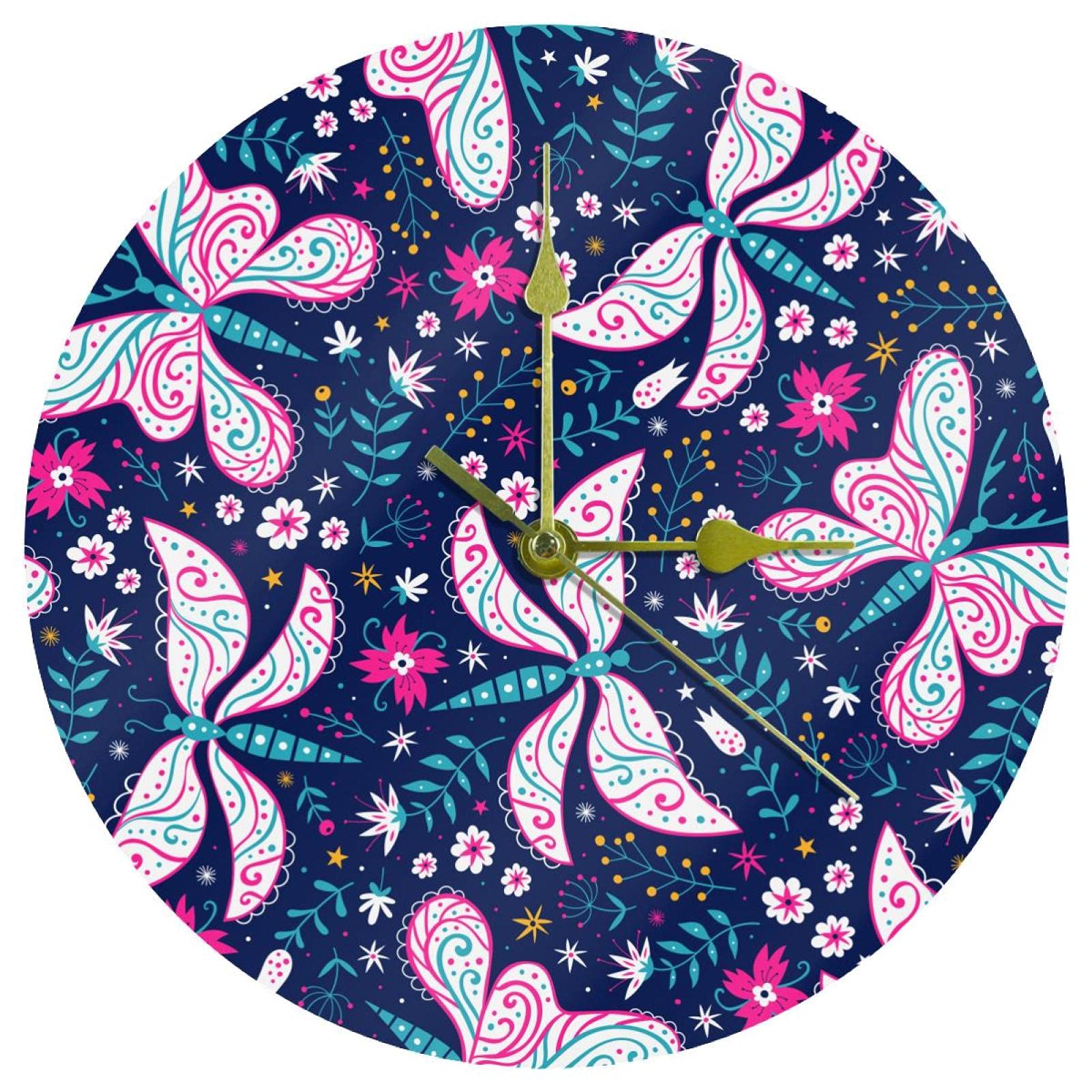 Horloge murale silencieuse contre le tic-tac avec cadran papillon 24cm