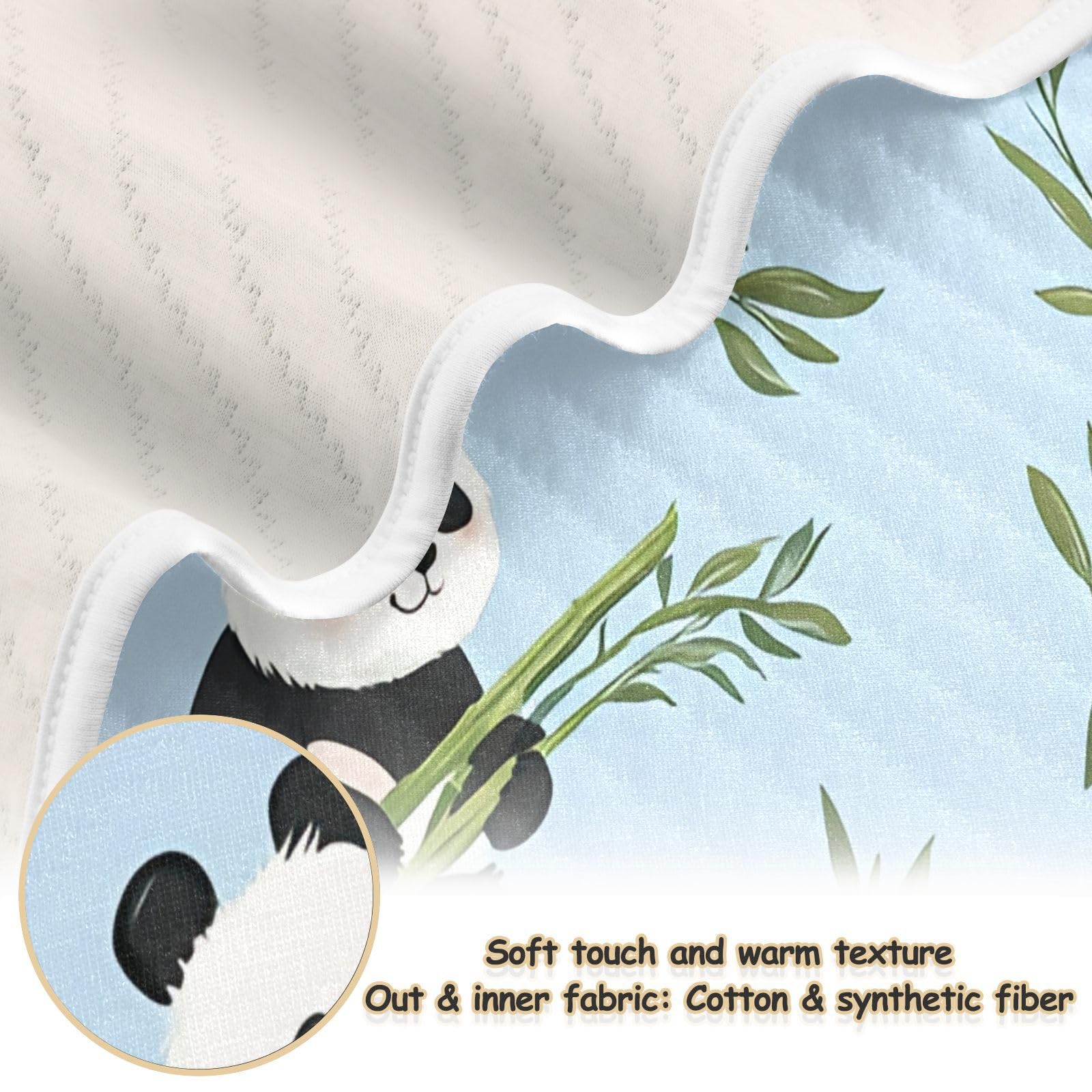 GUIJI Panda Baby Blanket Cotton Quilt for Boys Girls, Soft and Breathable for Crib Stroller Blanket Infant Toddler-30 x 40