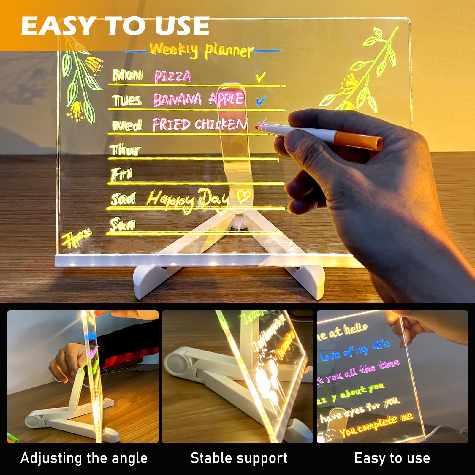 Acrylic Light Up For Kids Led With Stand Acrylic Dry Erase Board With ...