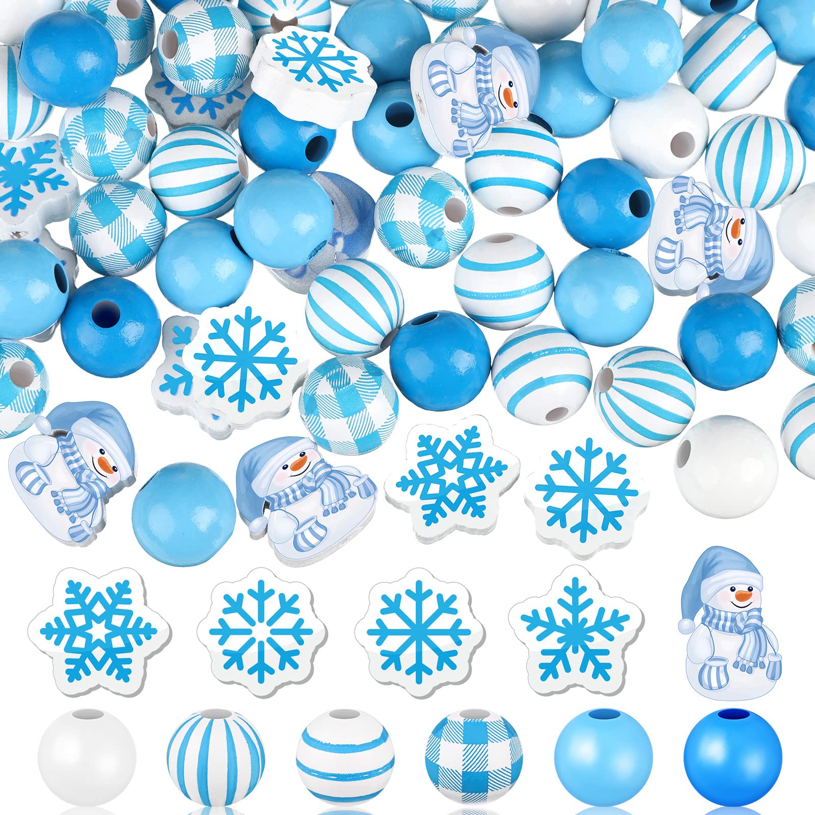 Amazon.com: Qunclay 200 Pcs Snowflake Snowman Wooden Beads