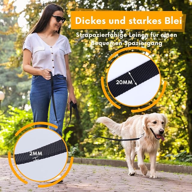 Foto 7 de 7 de Loutep Correa de arrastre para perros, 3 m, 5 m, 10 m, para perros, 15 m, 20 m, 25 m, 30 m