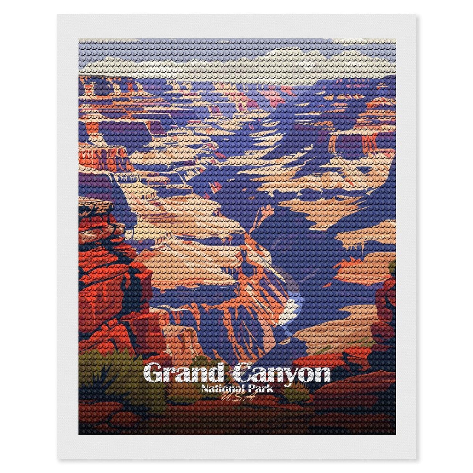 Junmoney Grand Canyon National Park Illustration(2) Diamond Painting Canvas Set 16"x20", for Women, Mindful Craft Activity, Cosy Home Accent, Festive Craft Gift