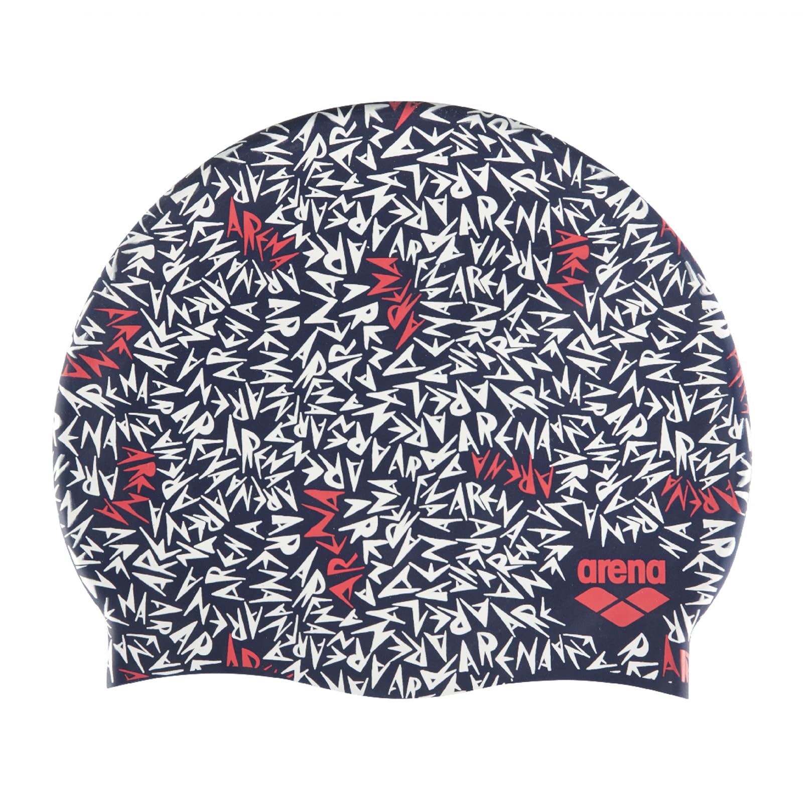 Arena - Cuffia da nuoto unisex in morbido silicone, con stampa, per allenamento intensivo, confortevole, antiscivolo, per capelli lunghi