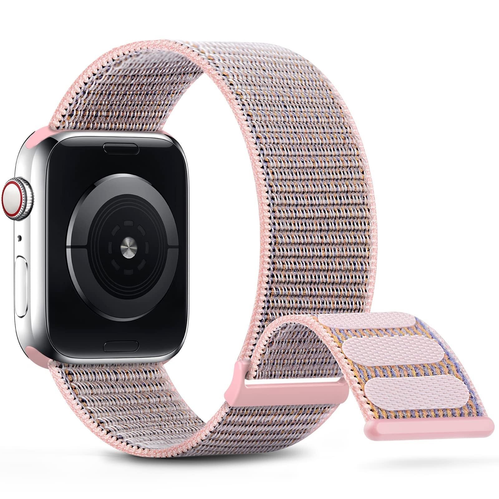 Bracelet Apple Watch 40mm 44mm nylon tressé sport rose iWatch