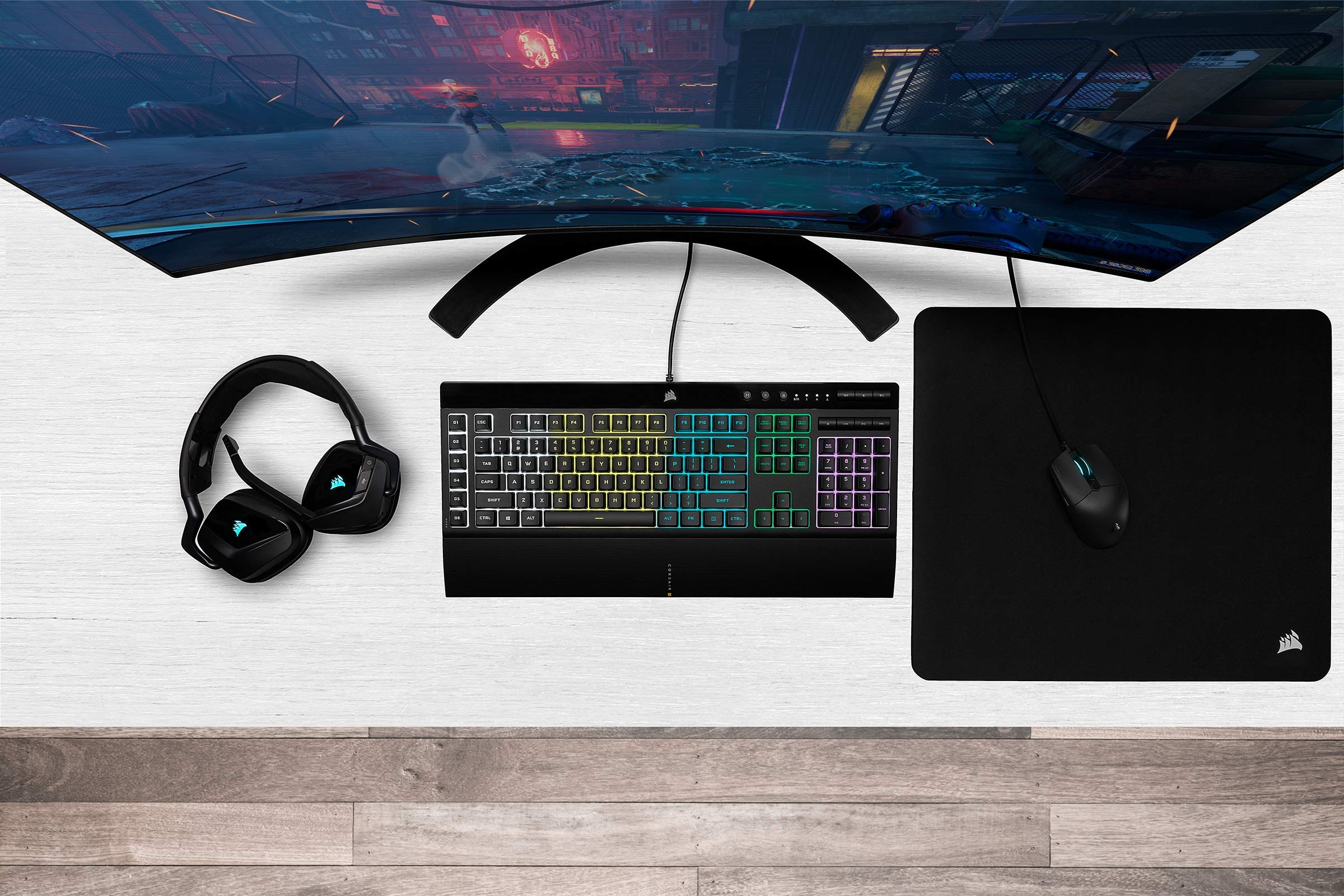 Corsair K55 RGB PRO Teclado para Juegos con Cable y Membrana - IP42 Resistente al Polvo y Las Salpicaduras - 6 Teclas Macro con Integración Elgato - iCUE - QWERTY PORTUGUÉS - PC, Mac, Xbox - Negro
