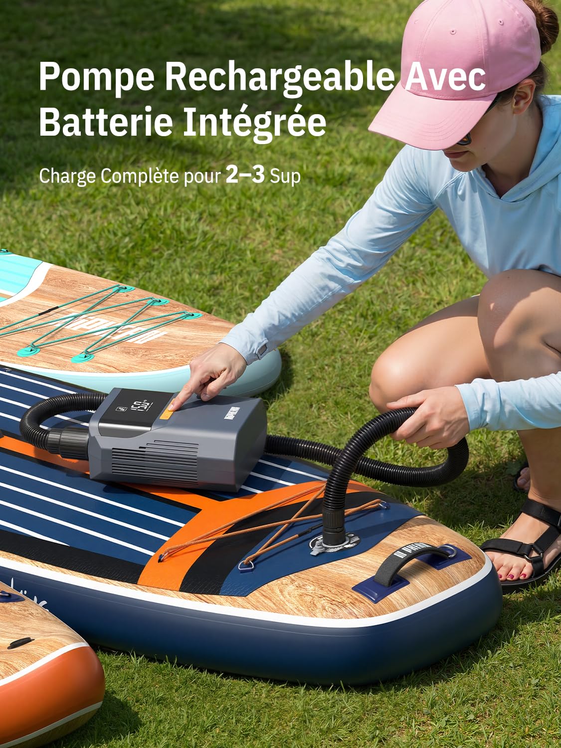 Niphean Gonfleur Electrique avec Batterie Intégrée, Gonfleur Pneus Voiture 50 PSI pour Pneus, Sup et Matelas, Pompe Electrique Portable avec Arrêt Automatique, Fonction Gonflage et Dégonflage